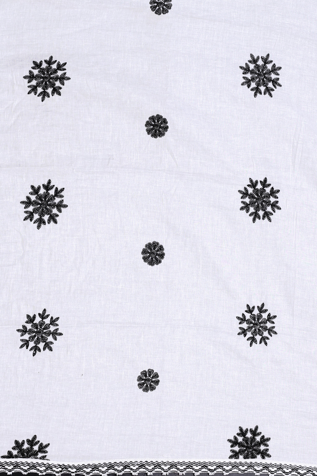 White Cotton Hijab/Dupatta with Black Embroidery | Soft & Sophisticated Look