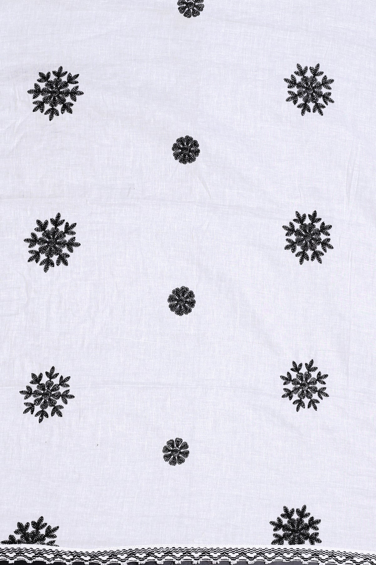 White Cotton Hijab/Dupatta with Black Embroidery | Soft & Sophisticated Look