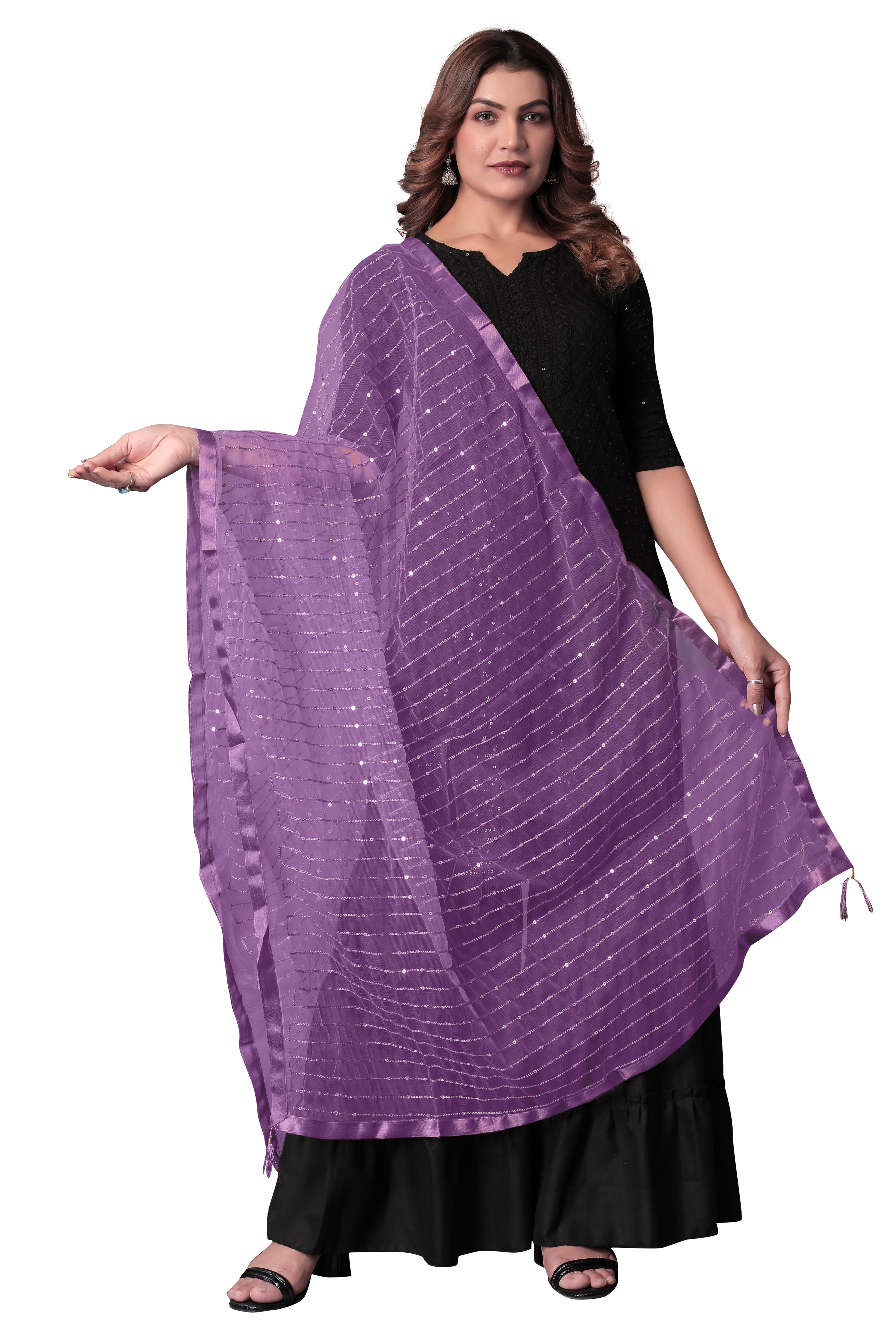 Purple Net Dupatta – Royal Vibes, Light Touch