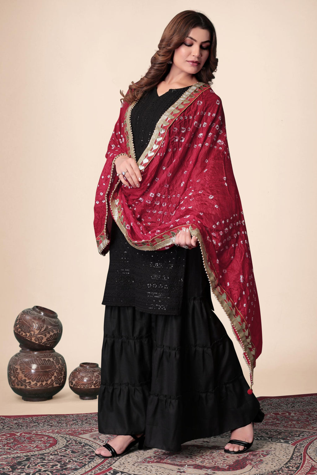 "Laal Ishq" – The Festive Red Gota Chunri Dupatta