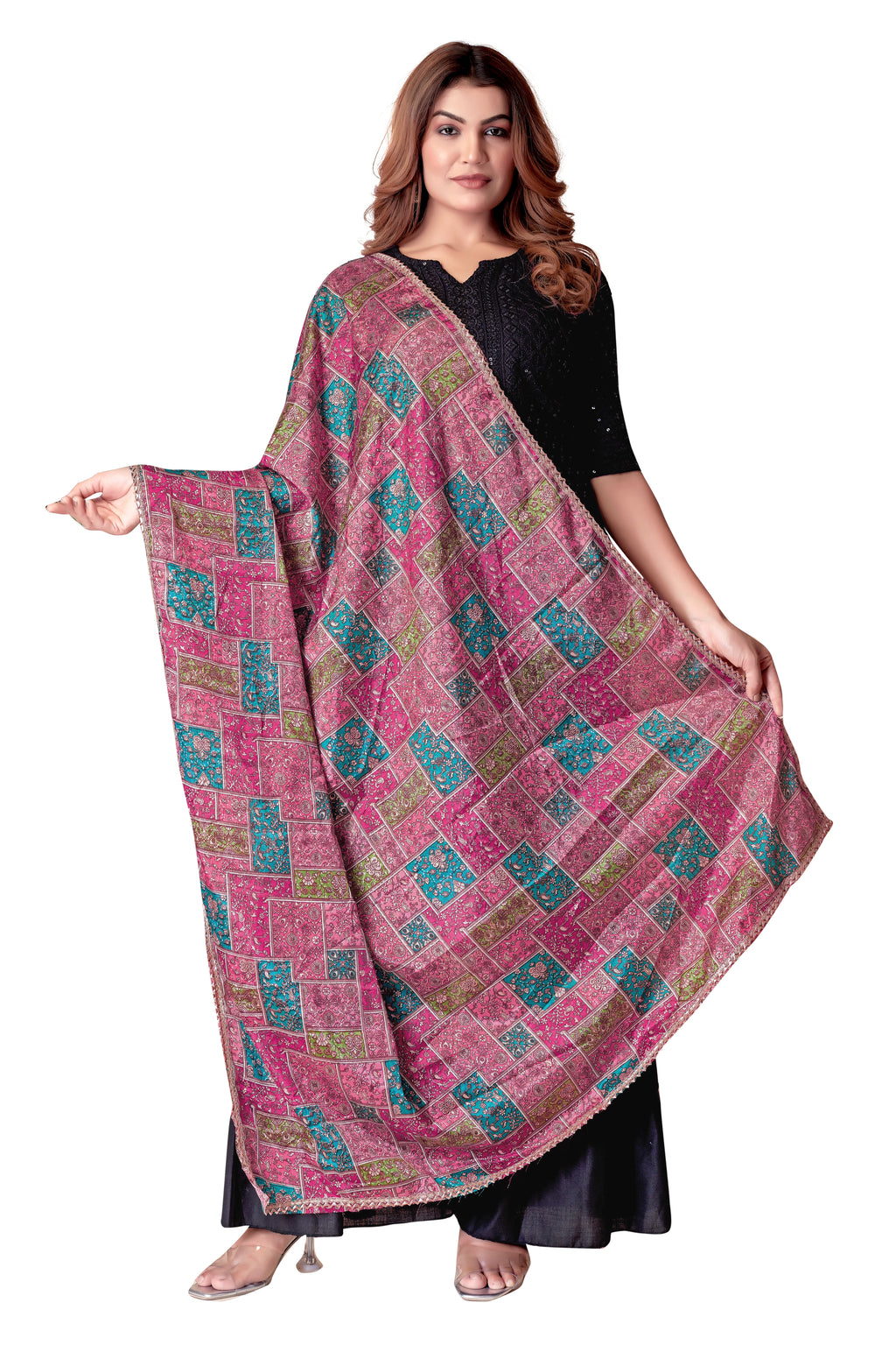 Gulabi Noor – Pink & Magenta Printed Dupatta