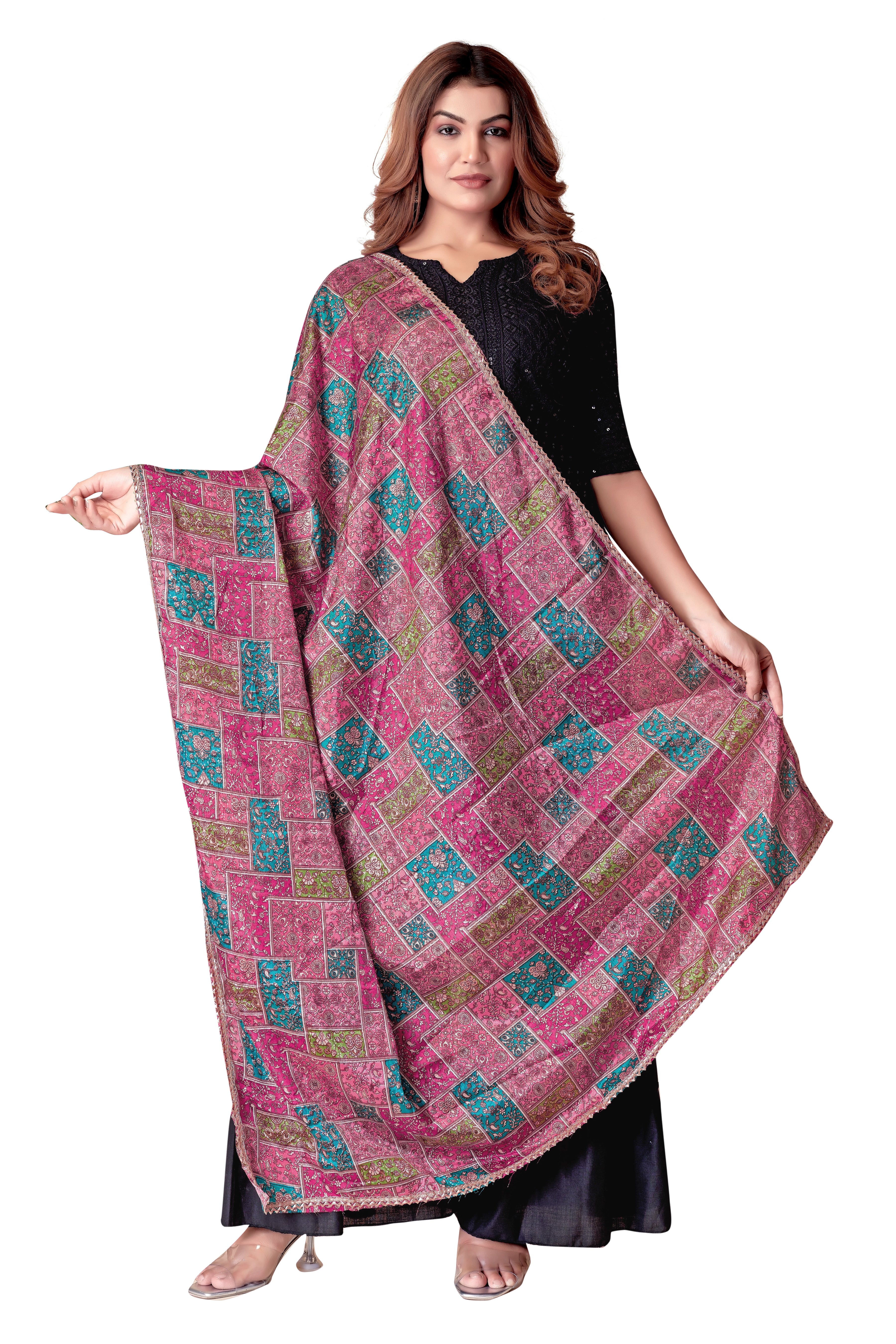 Gulabi Noor – Pink & Magenta Printed Dupatta