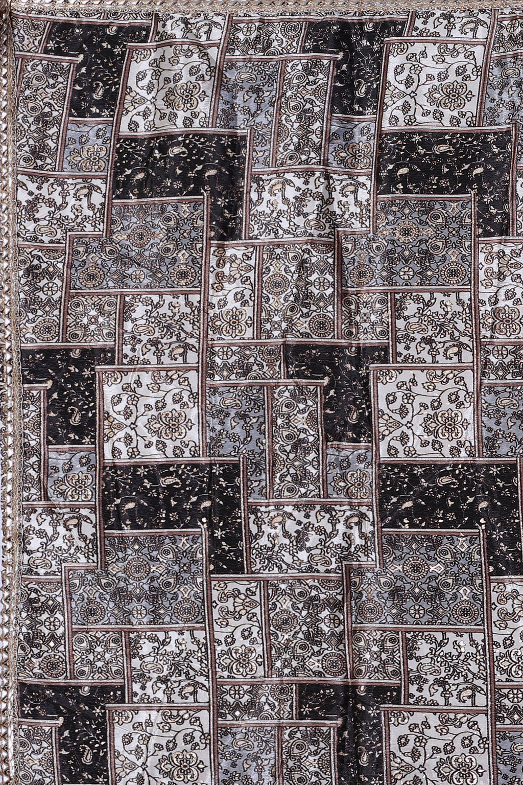 Royal Black Elegance – Printed Crape Dupatta