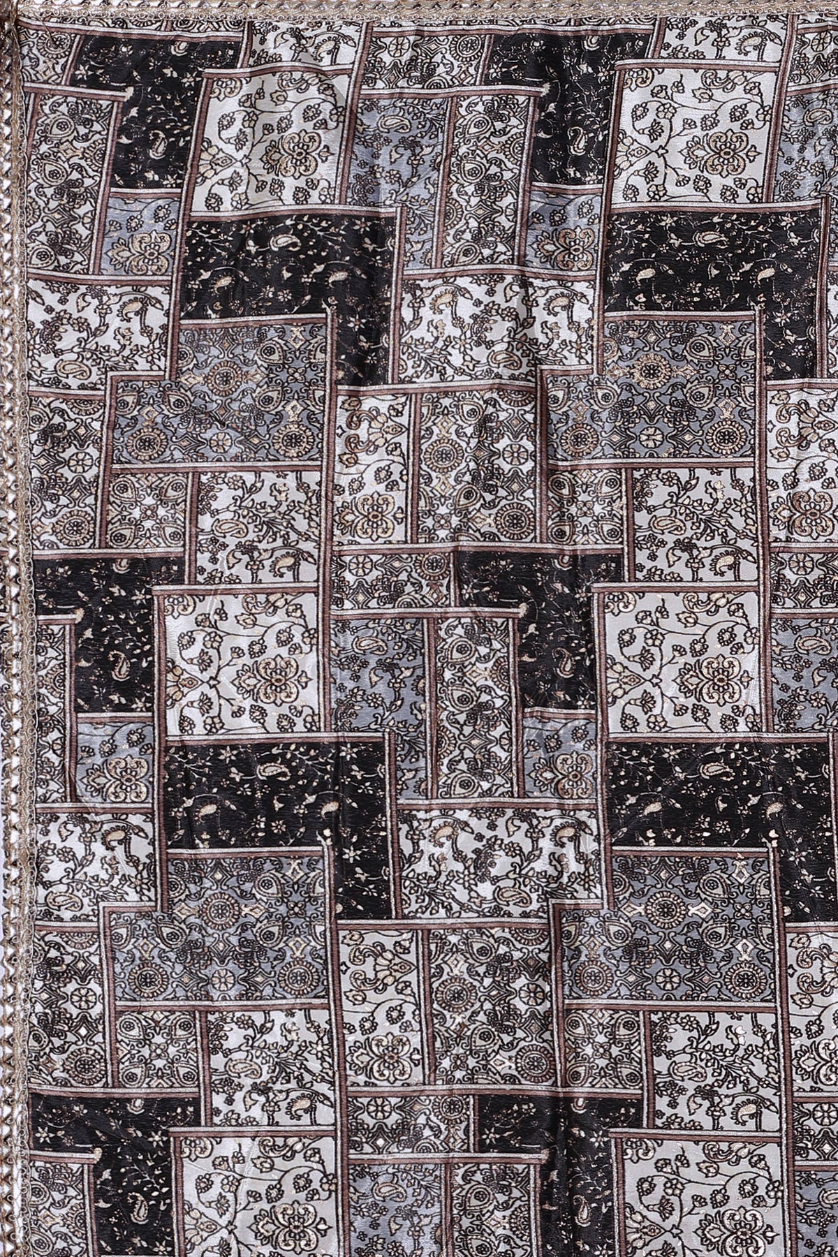Royal Black Elegance – Printed Crape Dupatta