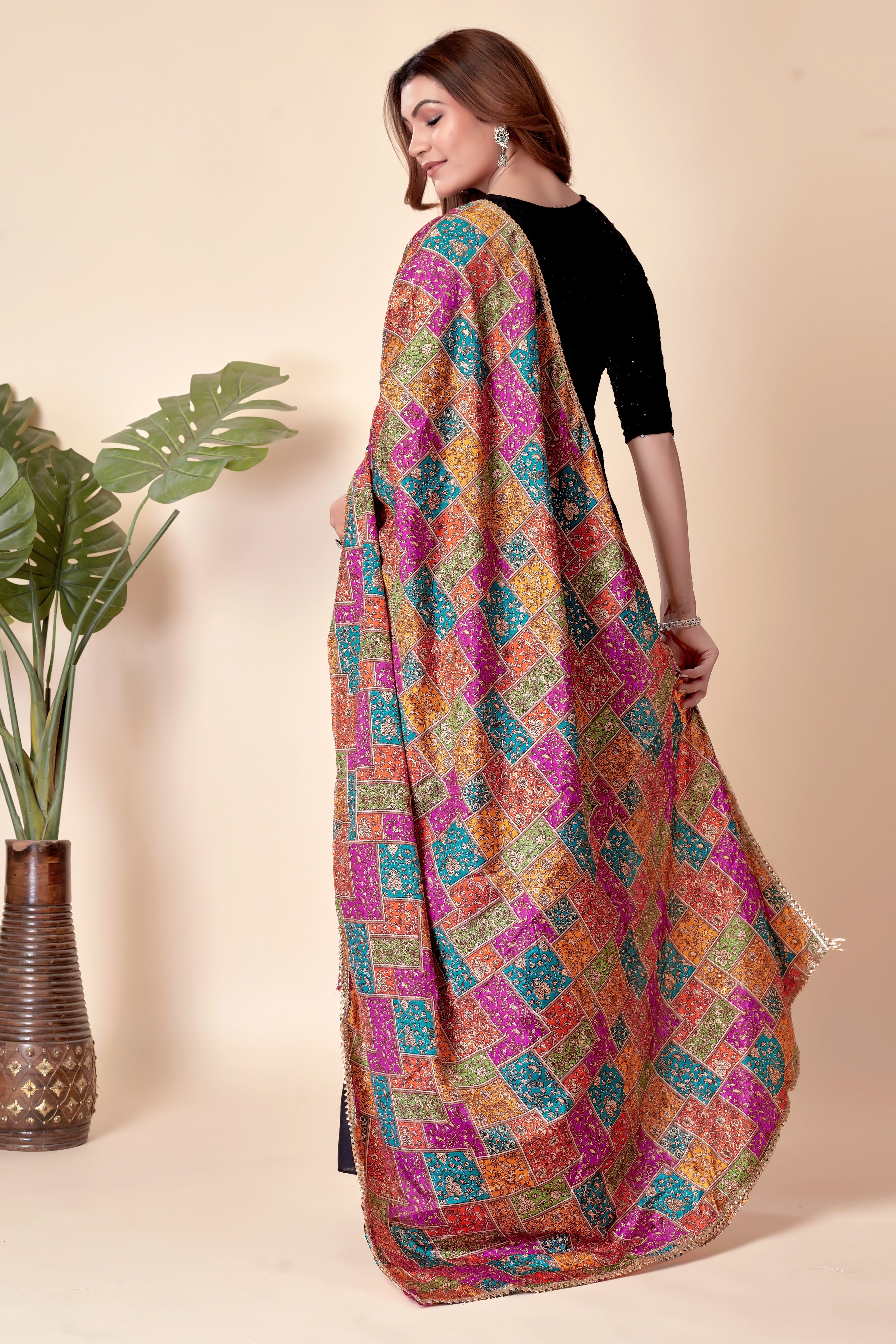 Sunshine Flow – Orange & Yellow Printed Dupatta