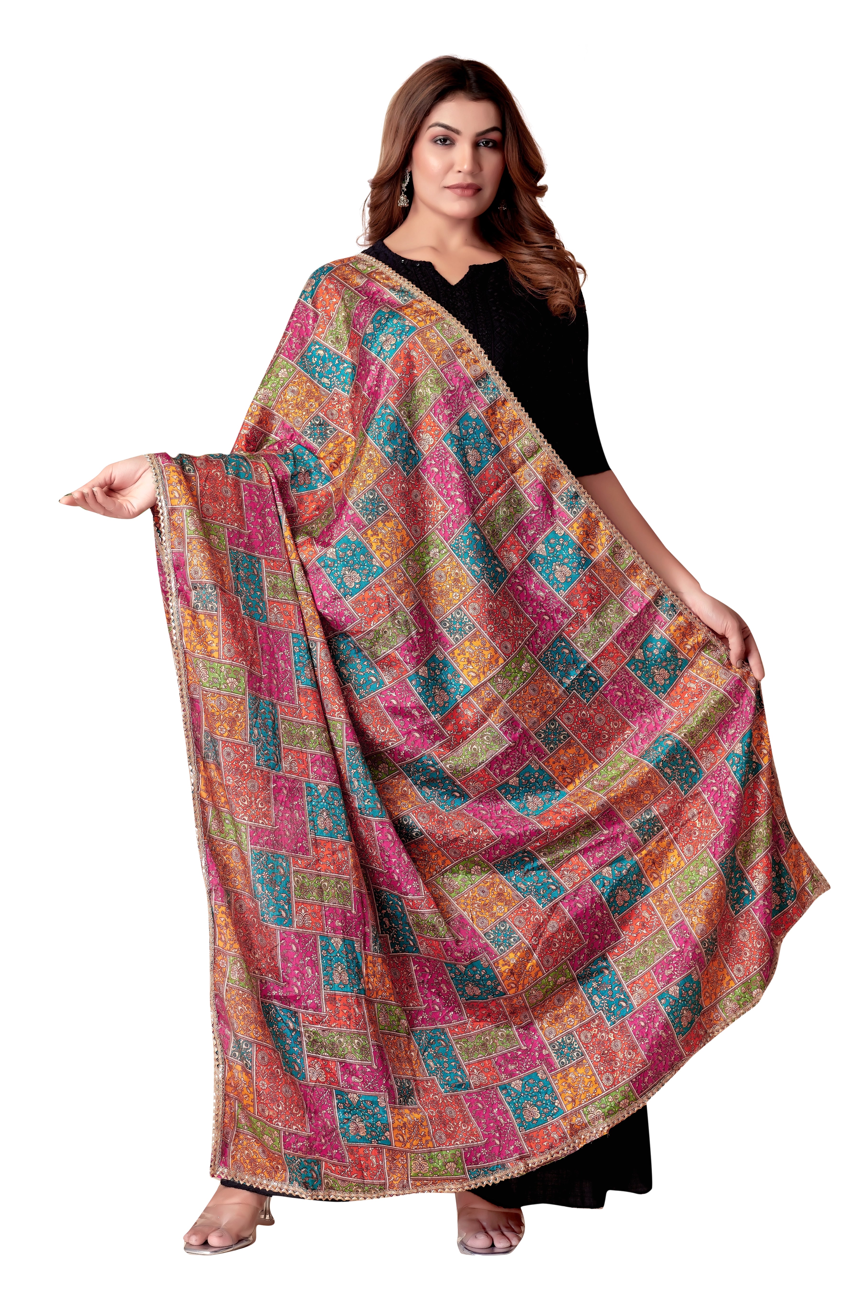 Sunshine Flow – Orange & Yellow Printed Dupatta
