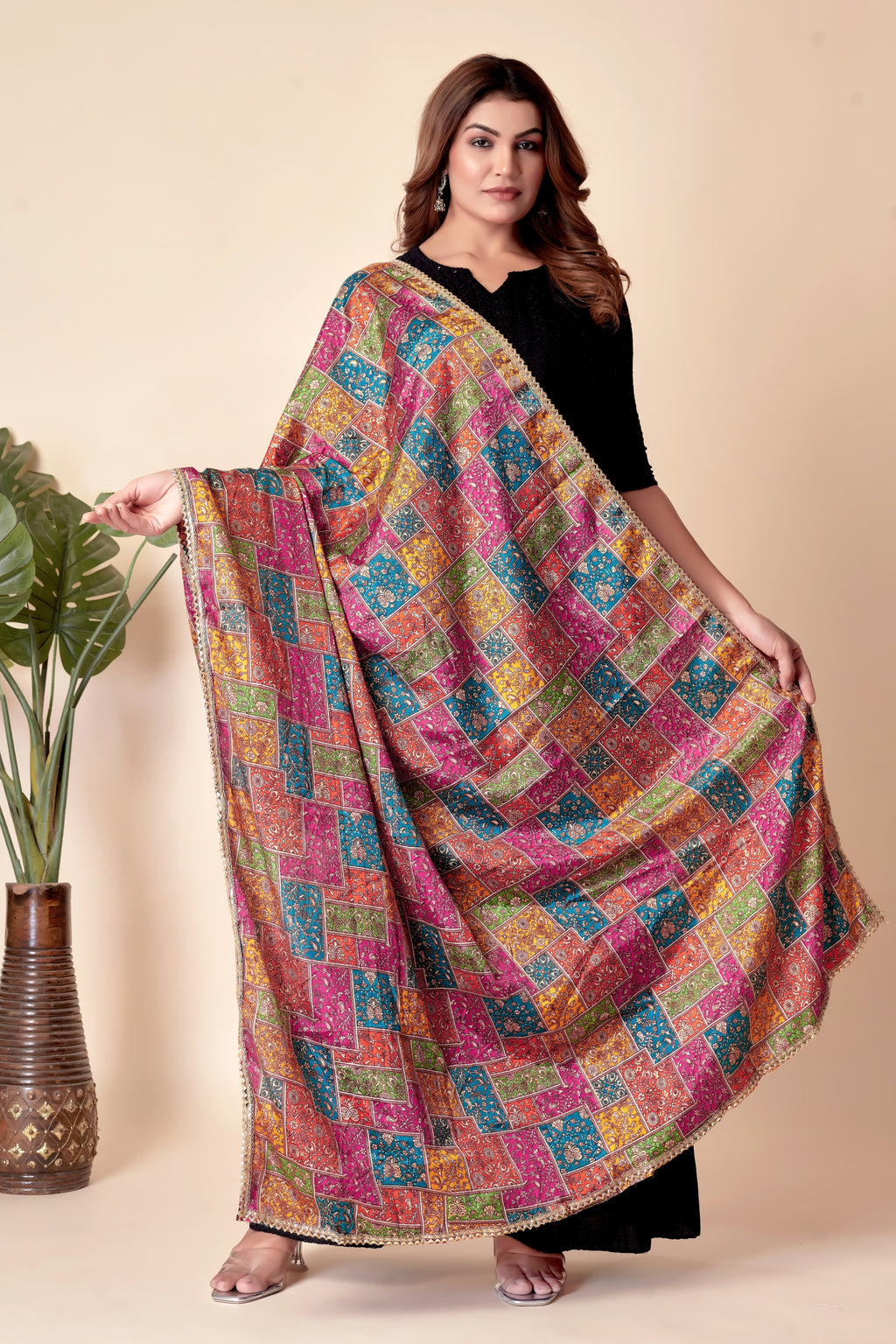 Sunshine Flow – Orange & Yellow Printed Dupatta