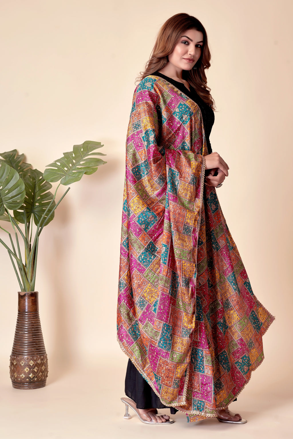 Sunshine Flow – Orange & Yellow Printed Dupatta