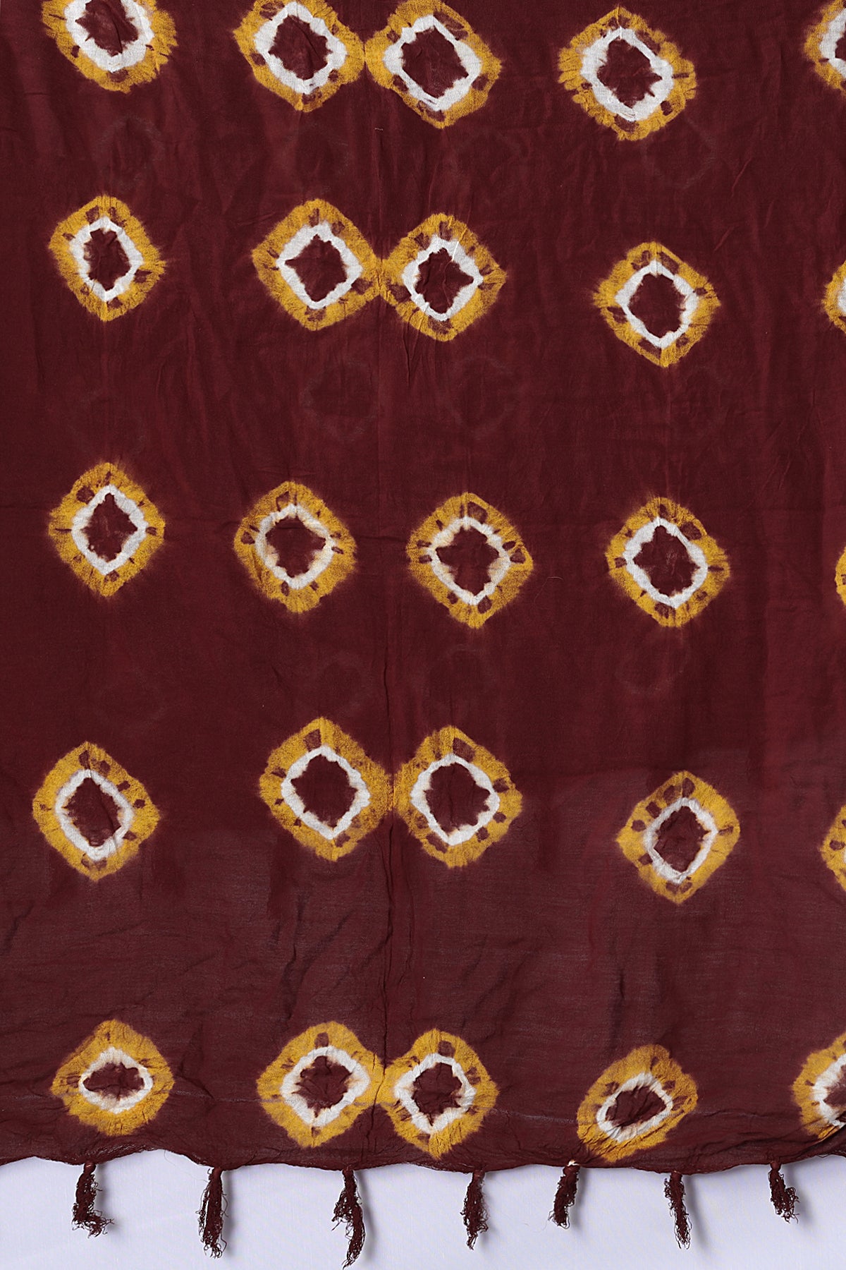Maroon Bandhani Cotton Dupatta with Yellow Highlights