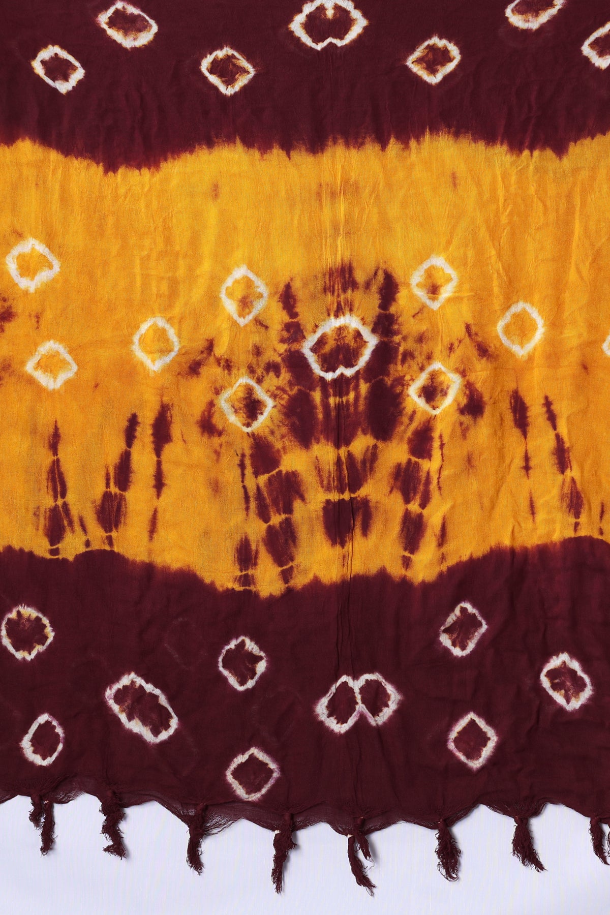 Maroon & Mustard Dual-Shade Bandhani Dupatta in Cotton