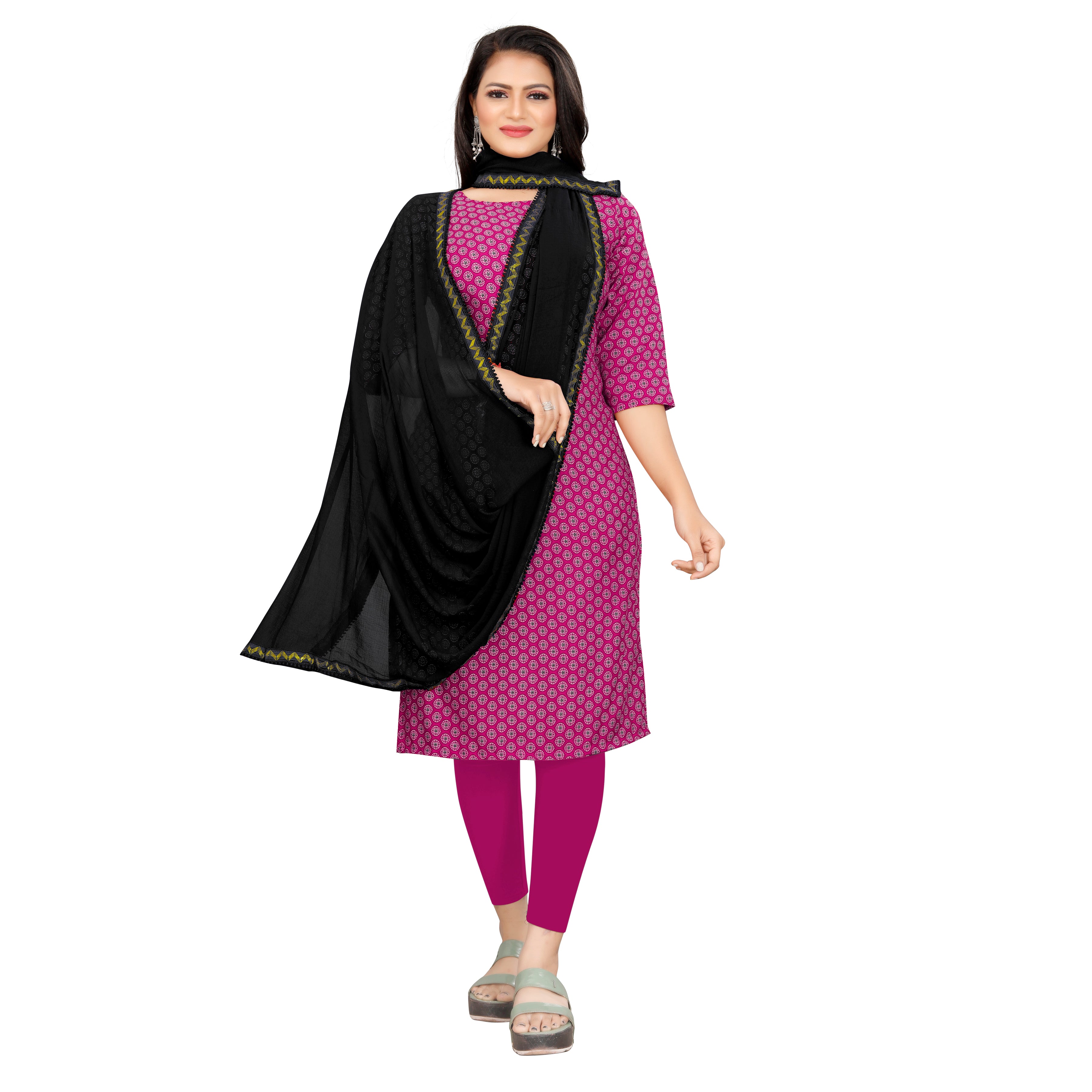 EBADAT Pure Chiffon Dupatta With Golden Border Lace  (Black)