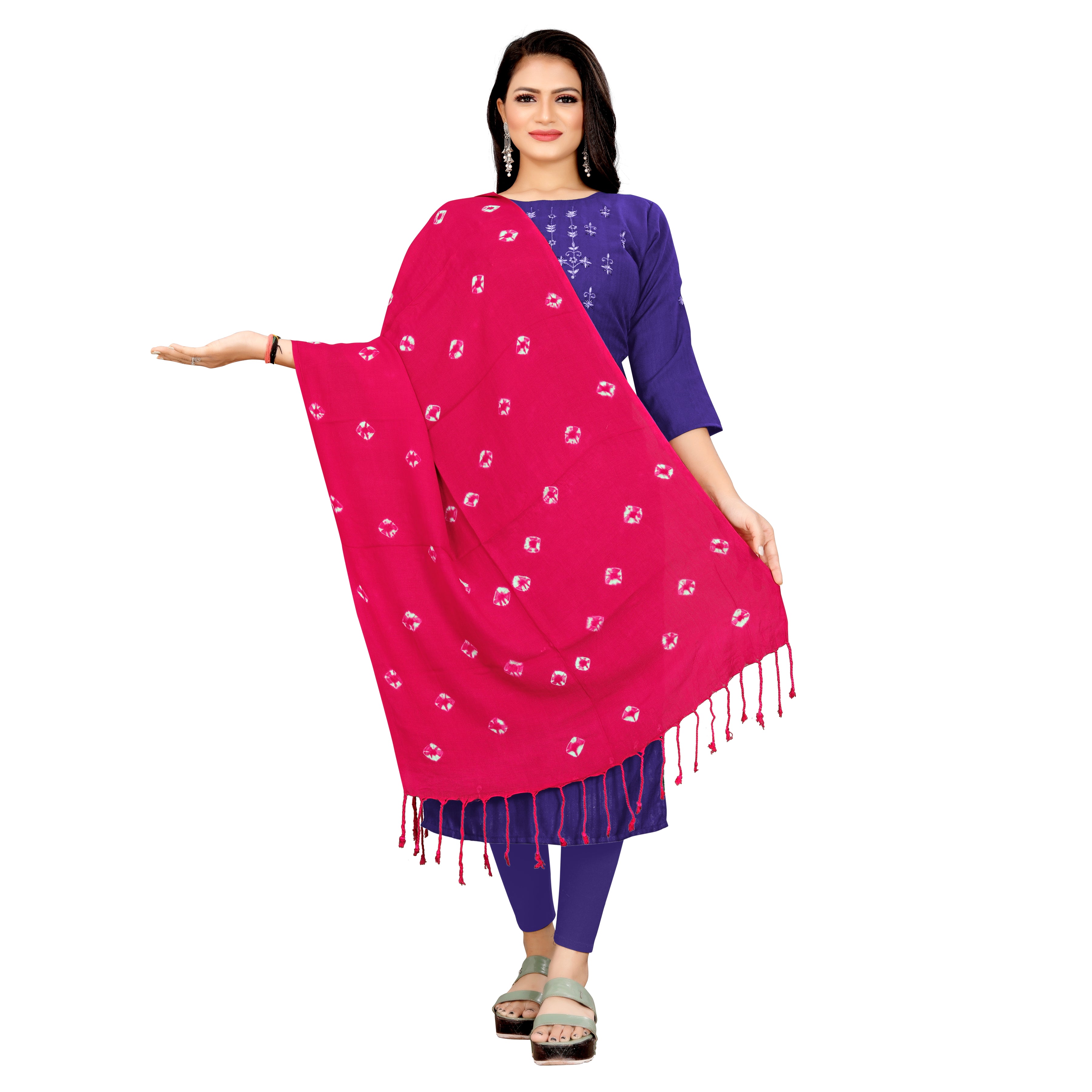 Bandhani Print Pink Color Scarf For Every Occasion And For Women
