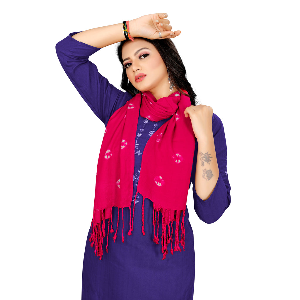 Bandhani Print Pink Color Scarf For Every Occasion And For Women