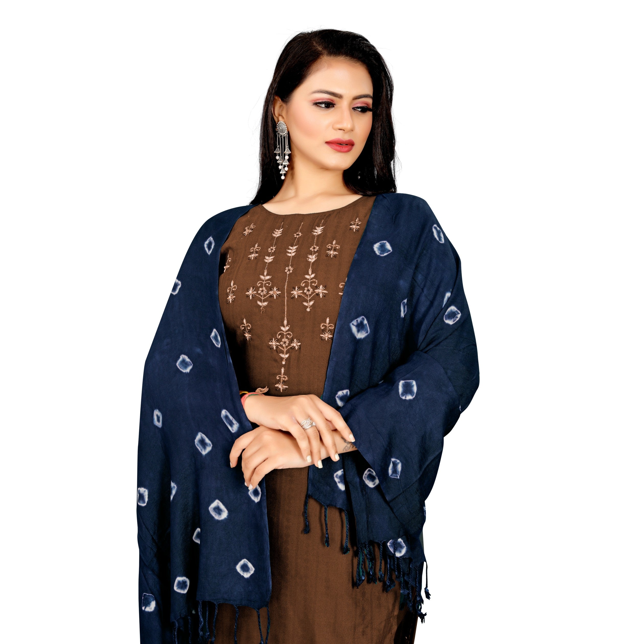 EBADAT Bandhani Print Blue Color Fancy Scarf For women