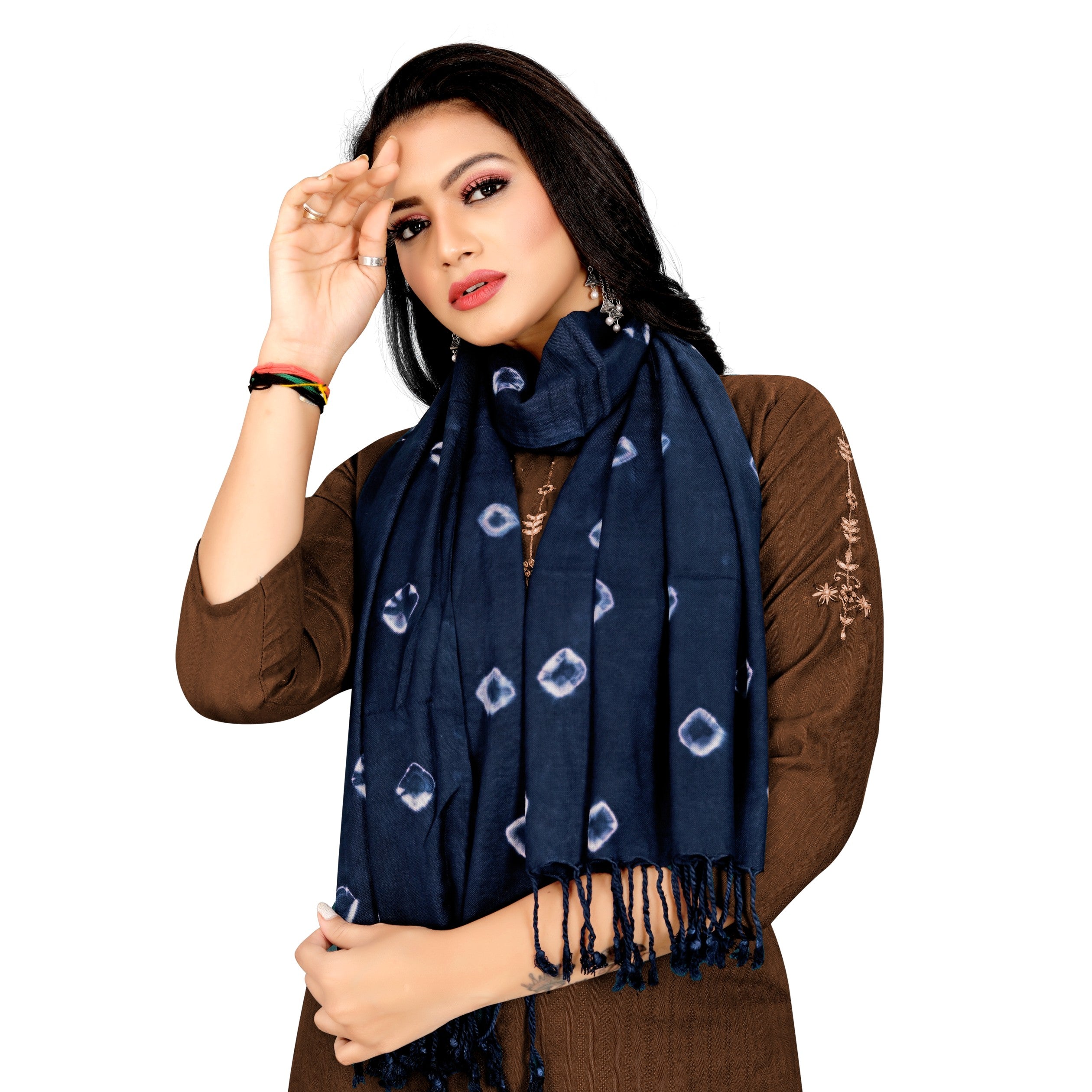 EBADAT Bandhani Print Blue Color Fancy Scarf For women