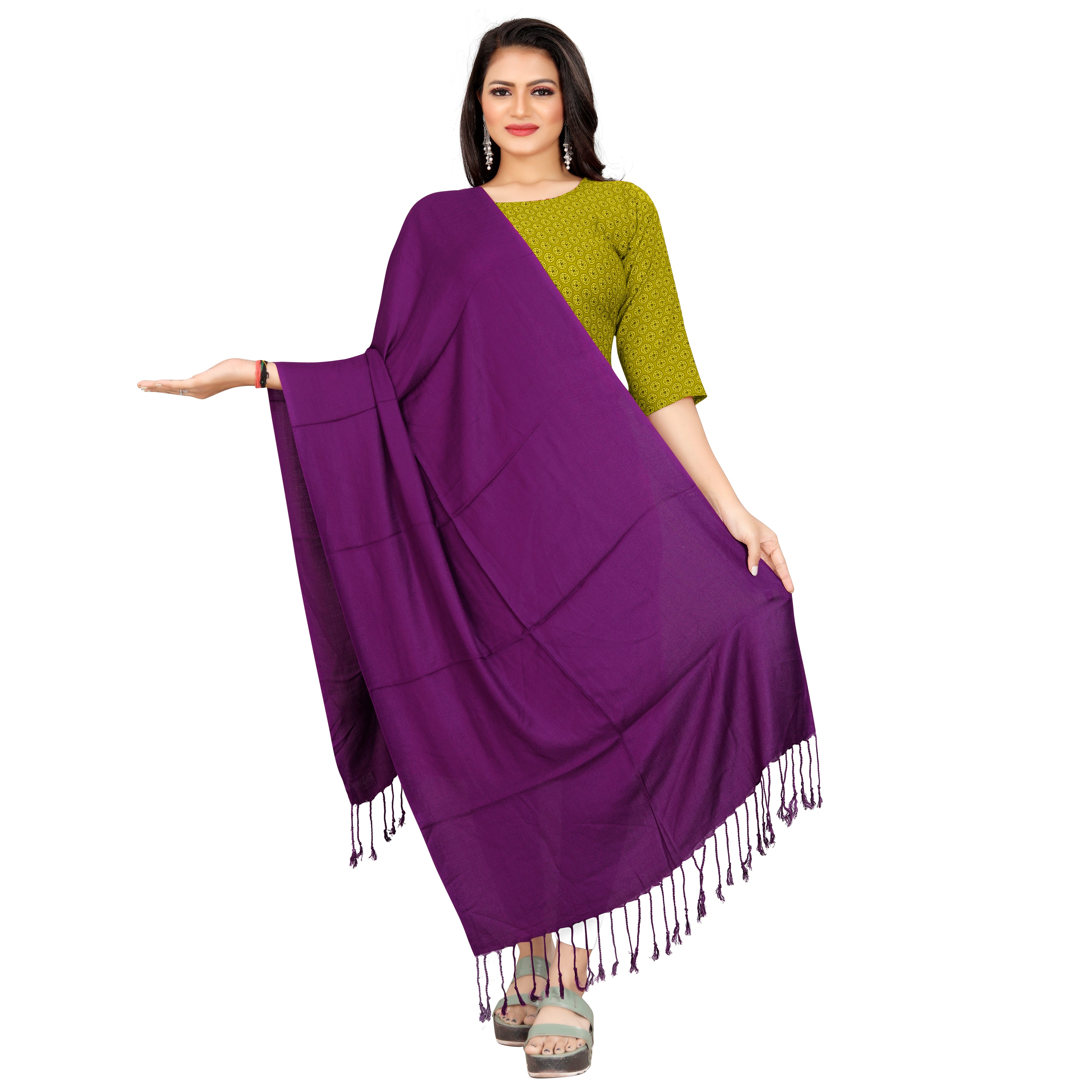 Buy EBADAT Purple Color viscose Stole for women & girls