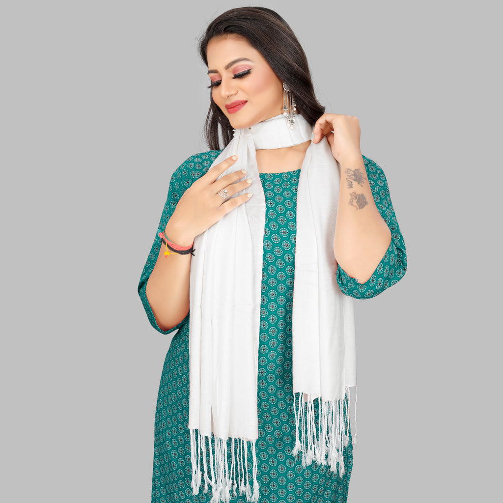 EBADAT Premium Lightweight Solid Cream White Color Scarf Stole for Every Occasion And All Weather For Women and Girls