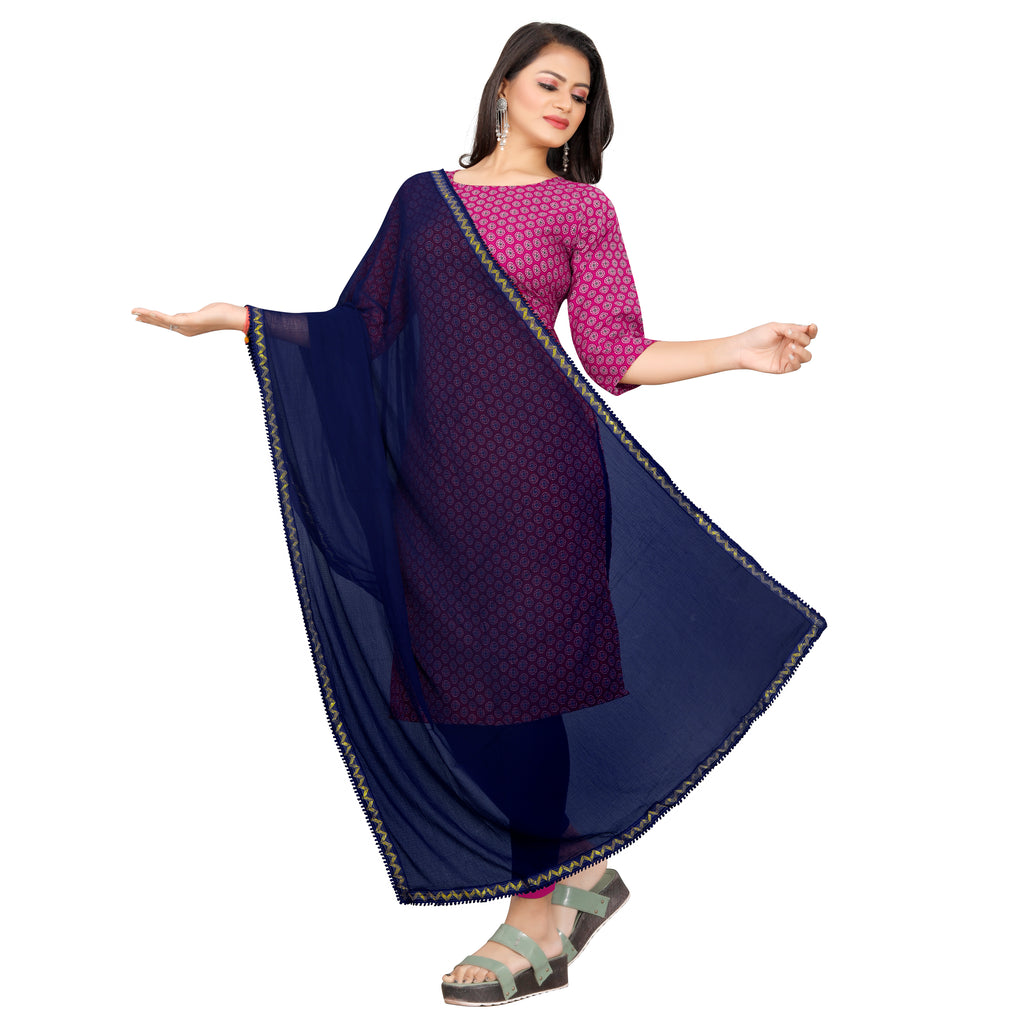 EBADAT Pure Chiffon Dupatta With Golden Border Lace for women