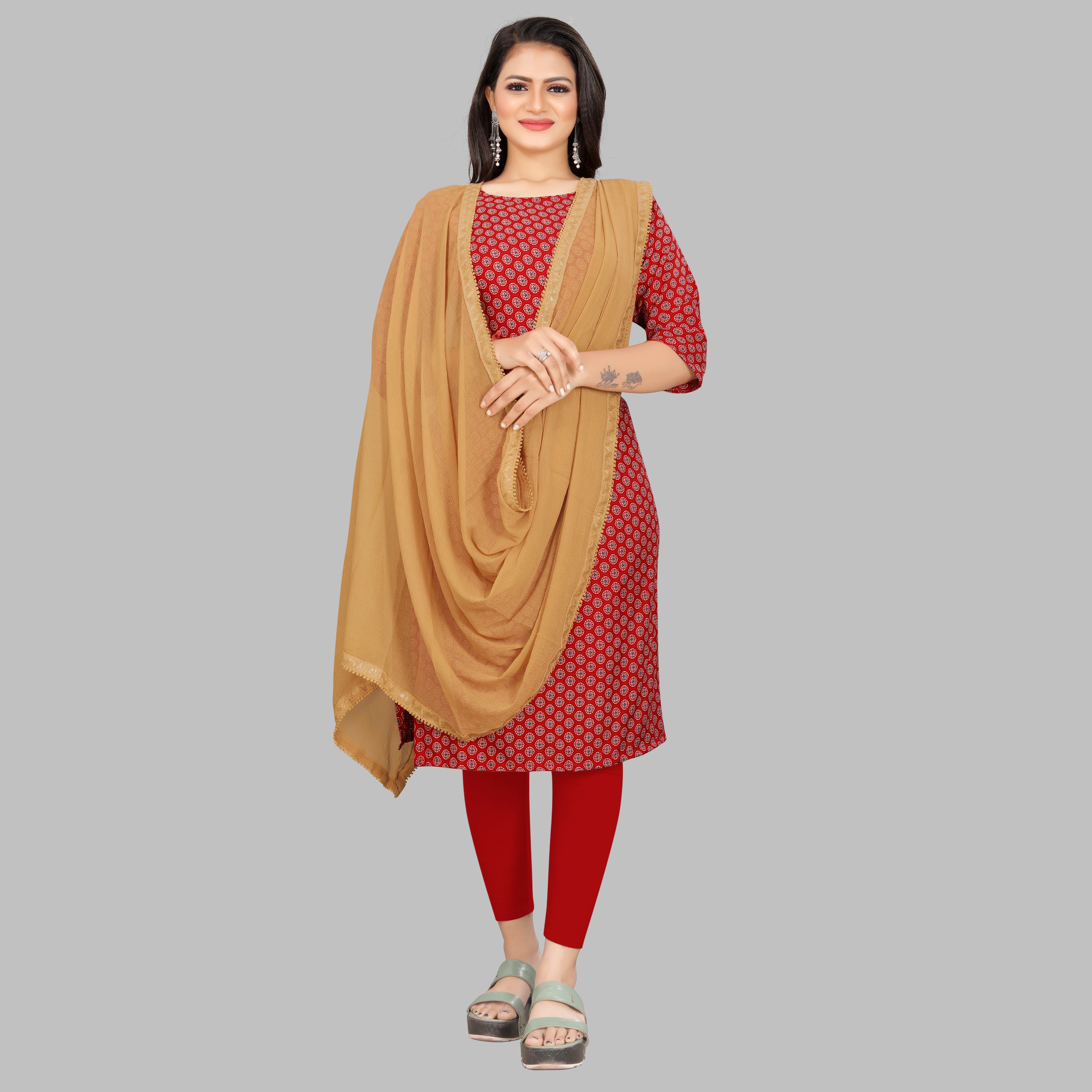 EBADAT Pure  Golden Chiffon Dupatta With Golden Border Lace