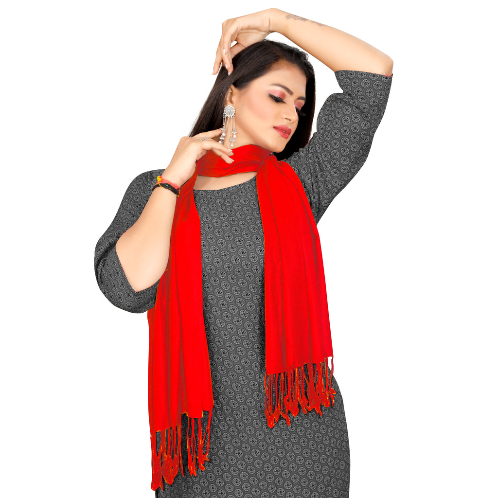 EBADAT Premium Lightweight Solid Red Color Scarf Stole for Every Occasion And All Weather For Women and Girls