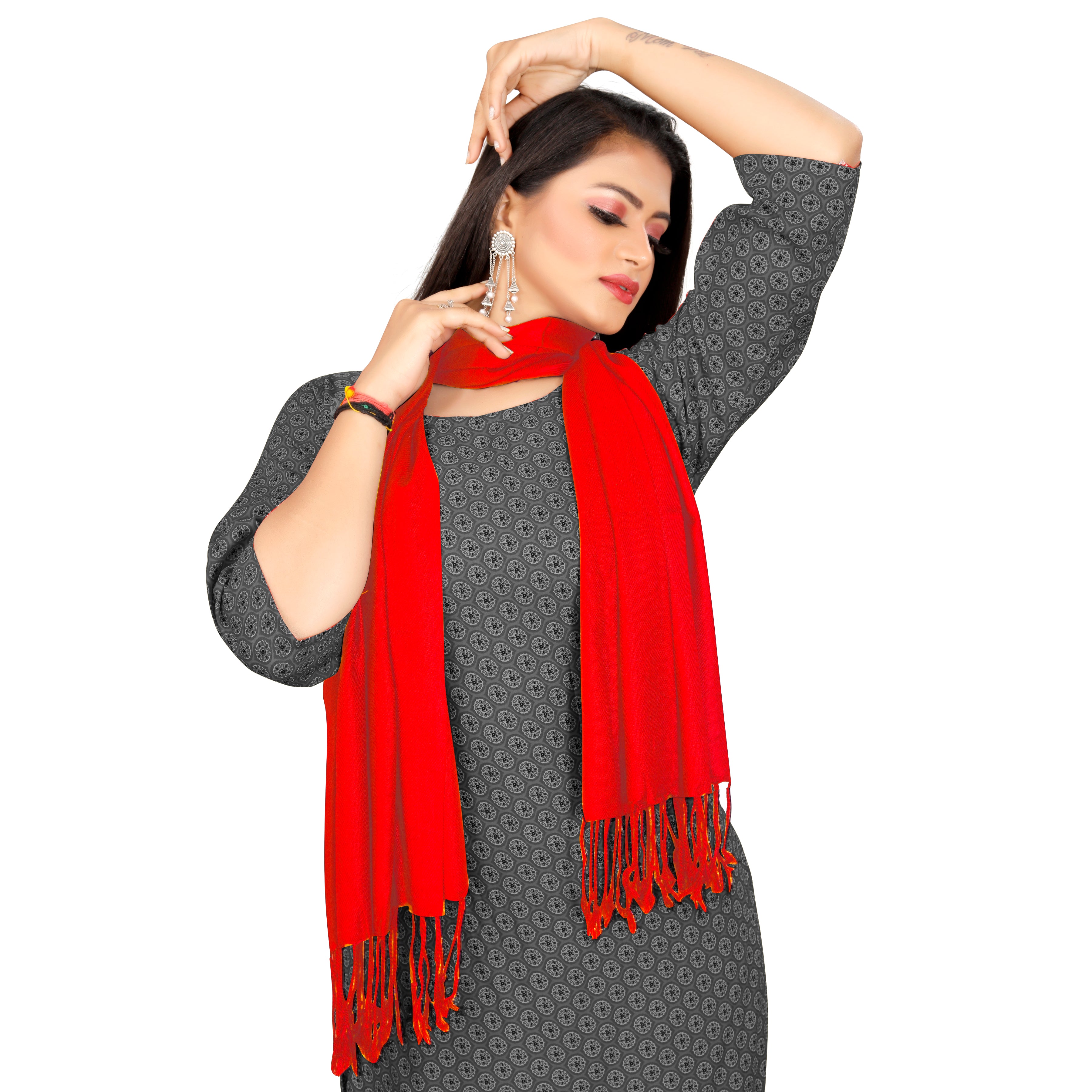 EBADAT Premium Lightweight Solid Red Color Scarf Stole for Every Occasion And All Weather For Women and Girls