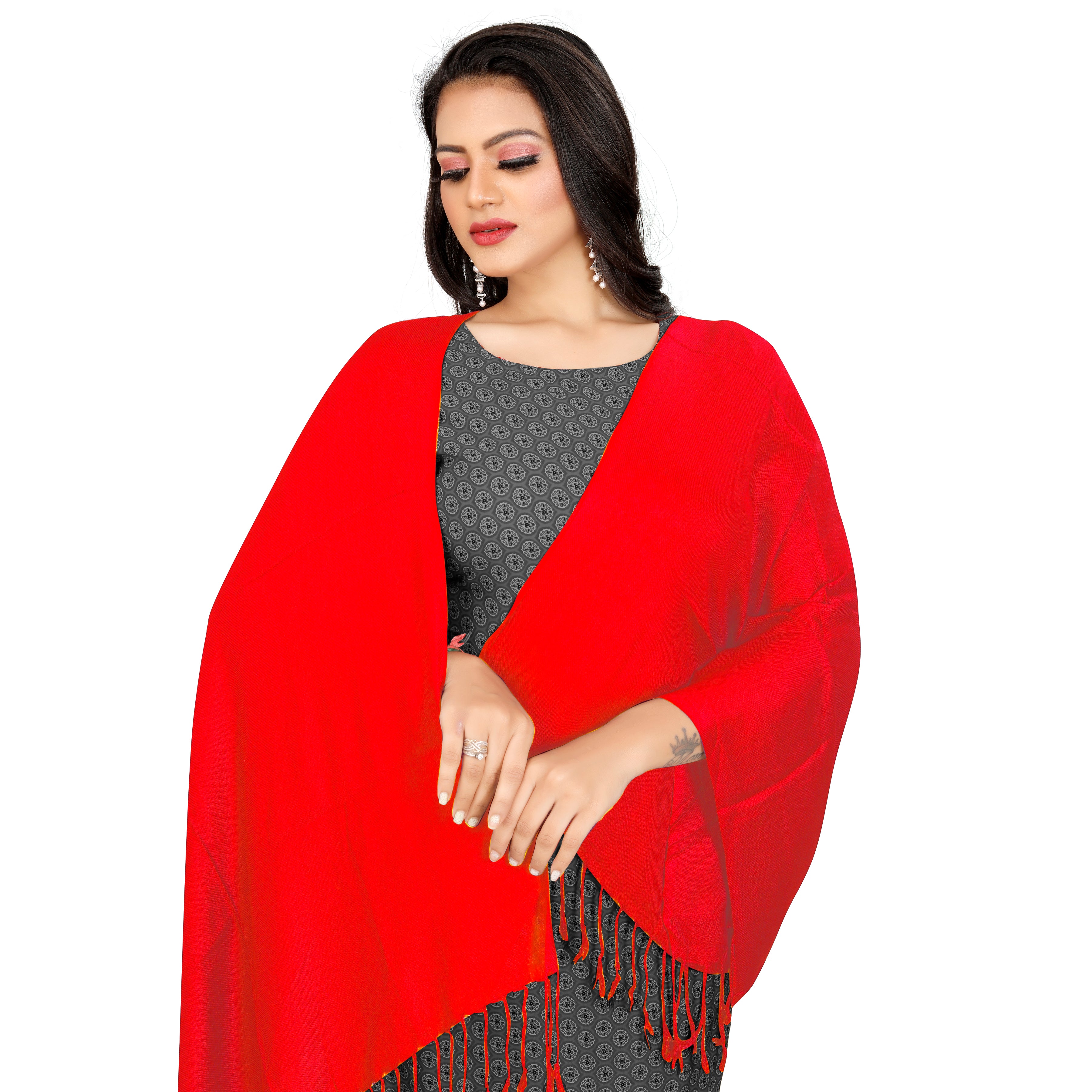 EBADAT Premium Lightweight Solid Red Color Scarf Stole for Every Occasion And All Weather For Women and Girls