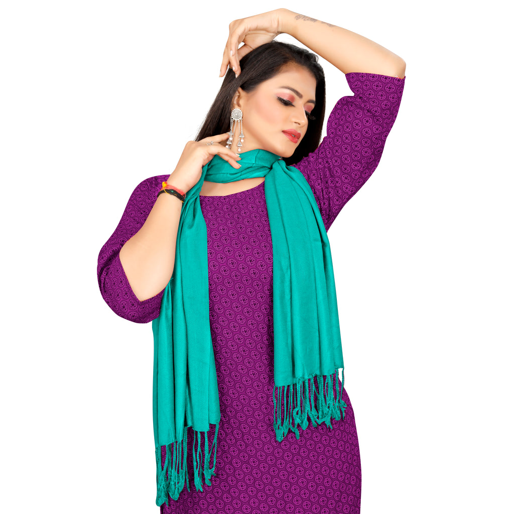 EBADAT Solid Rama Blue Color Stole Plain Pashmina For Women and Girls