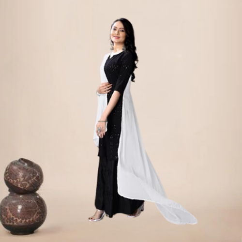 Elegant White Chiffon Dupatta | Subtle Sparkle Hijab for Spiritual & Daily Wear