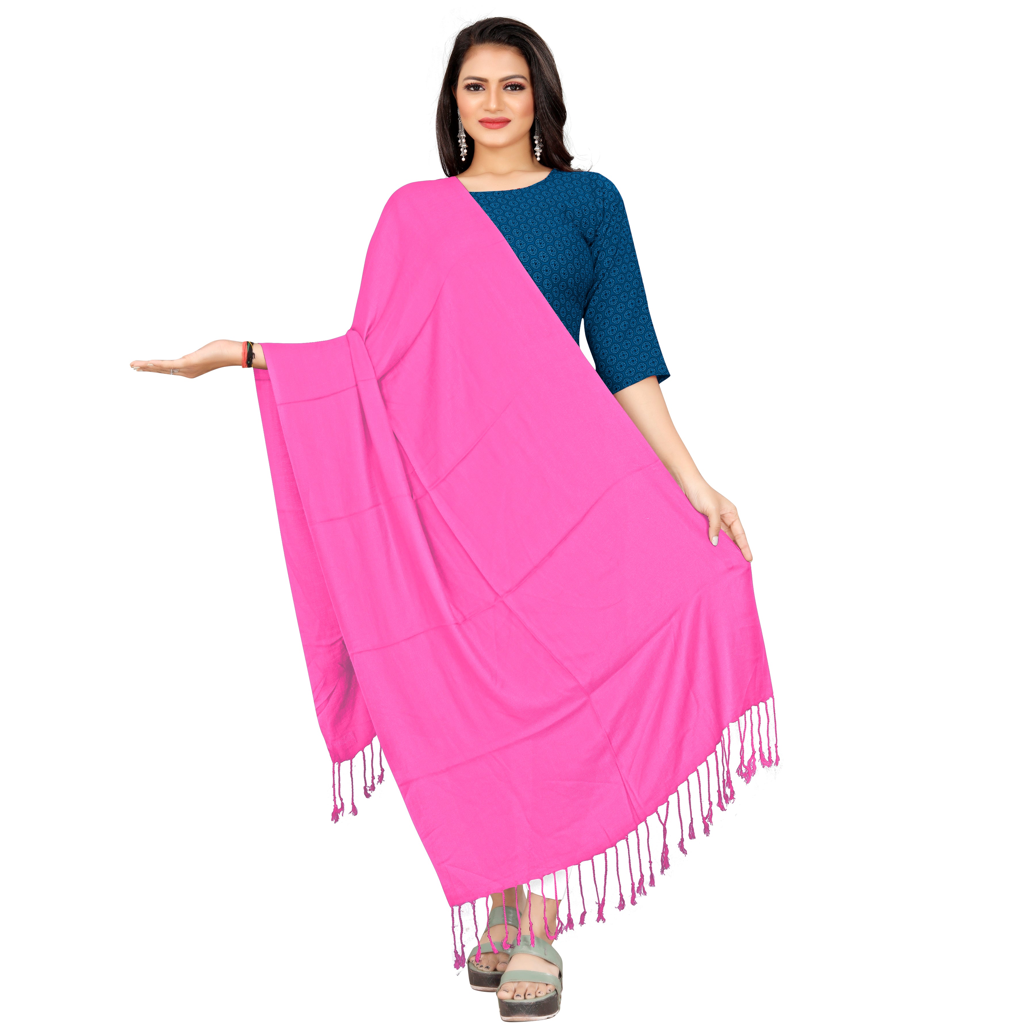 EBADAT Viscose Solid Pink Color Scarf Stole Women