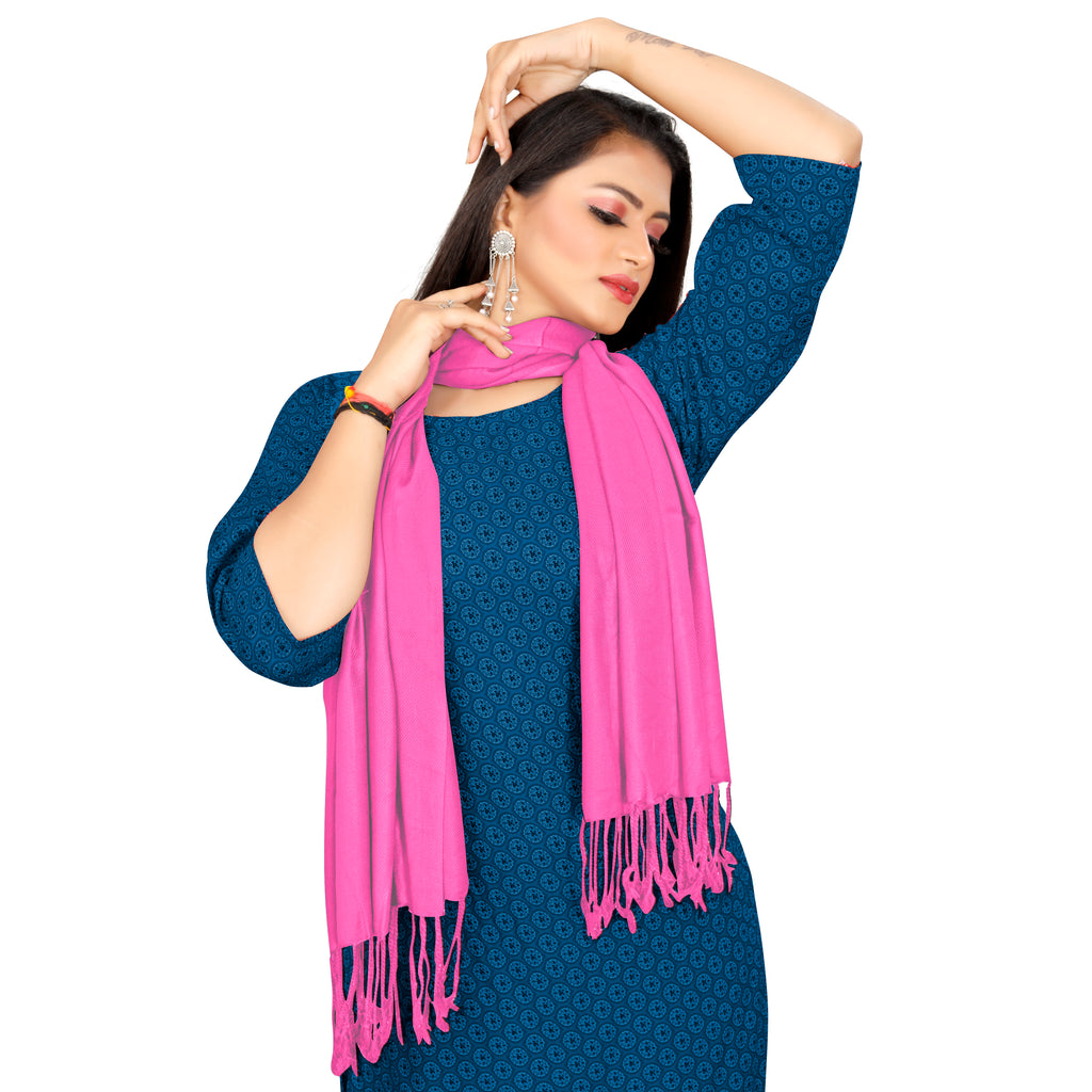 EBADAT Viscose Solid Pink Color Scarf Stole Women