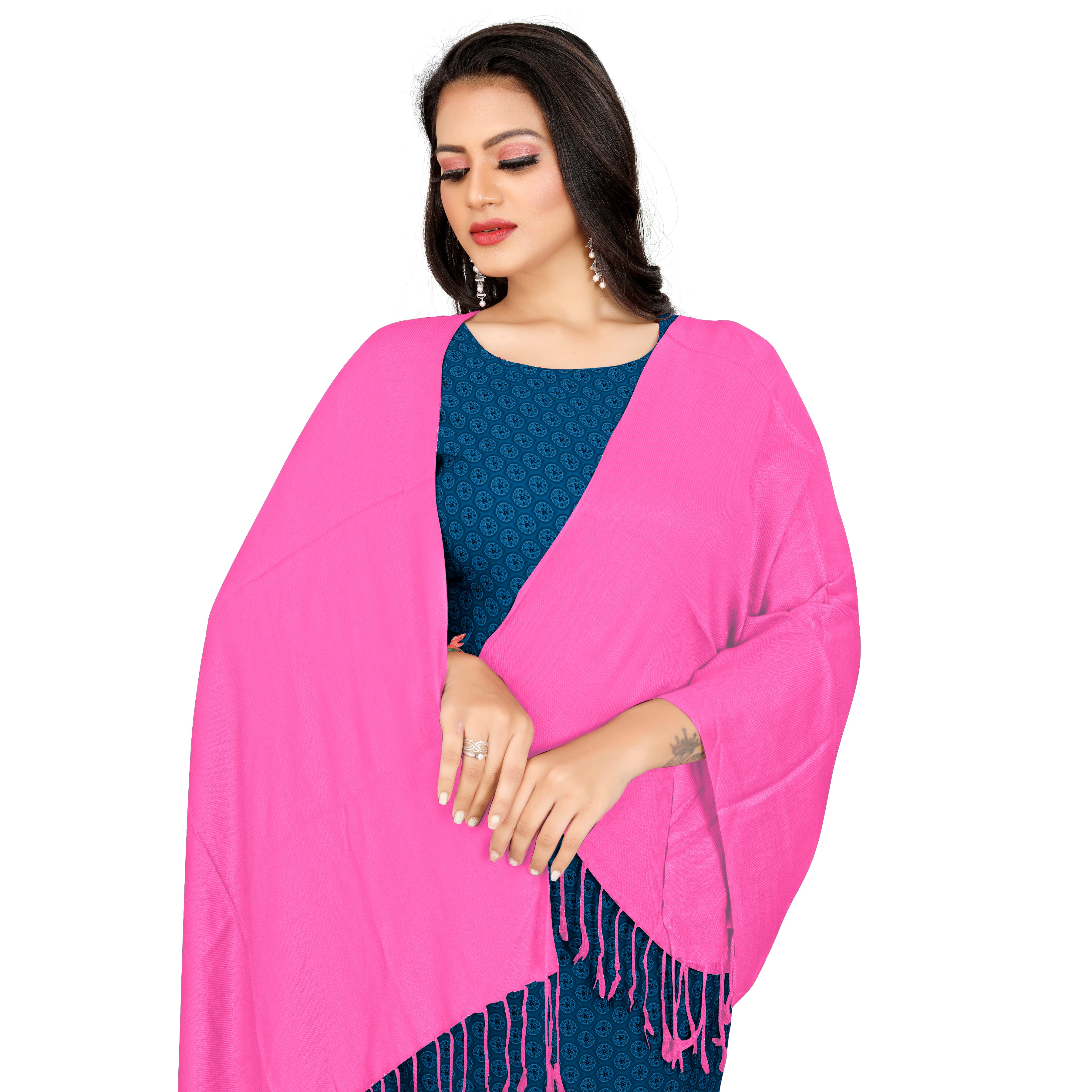 EBADAT Viscose Solid Pink Color Scarf Stole Women