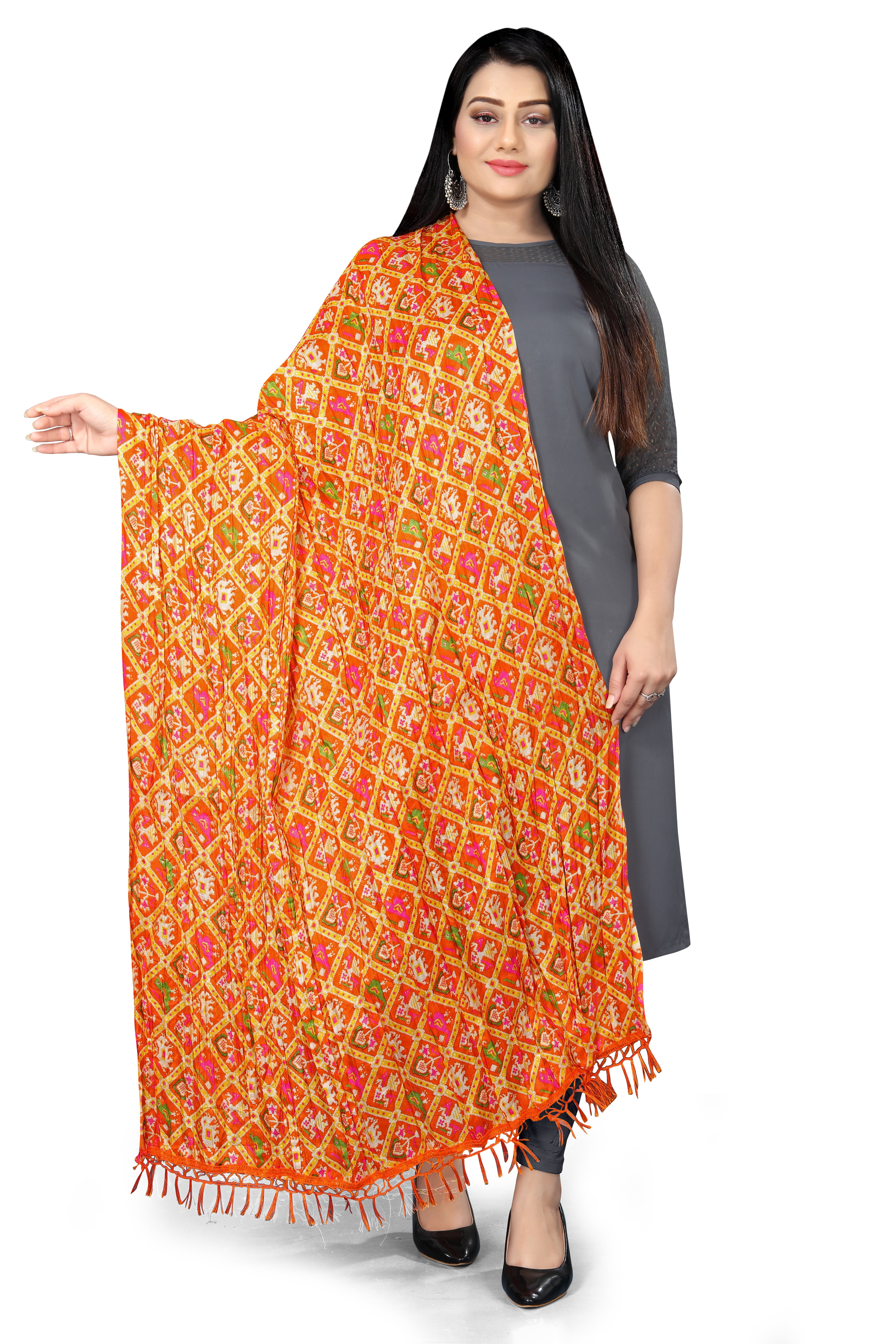 Traditional Dupatta for women Multy Orange Color
