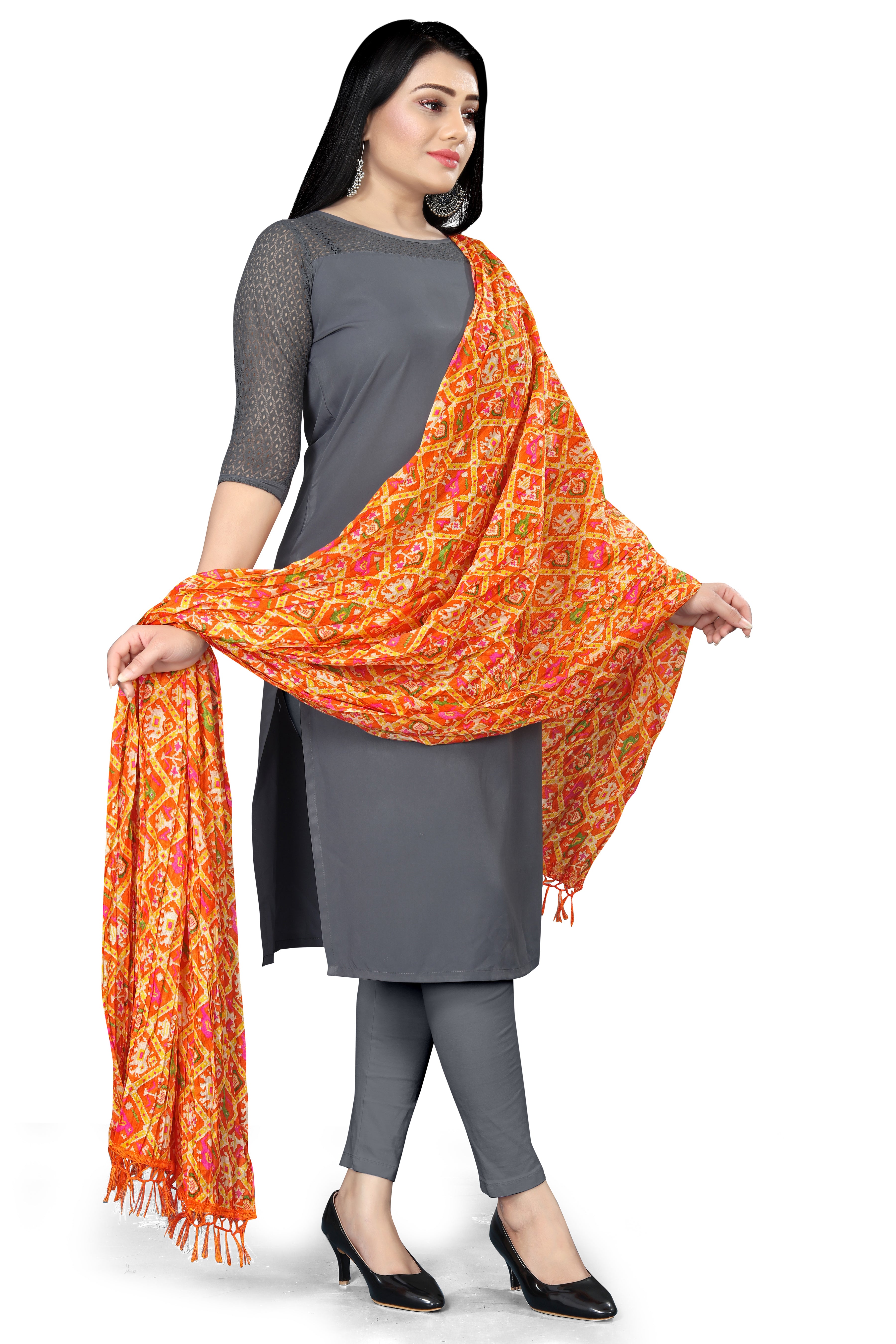 Traditional Dupatta for women Multy Orange Color
