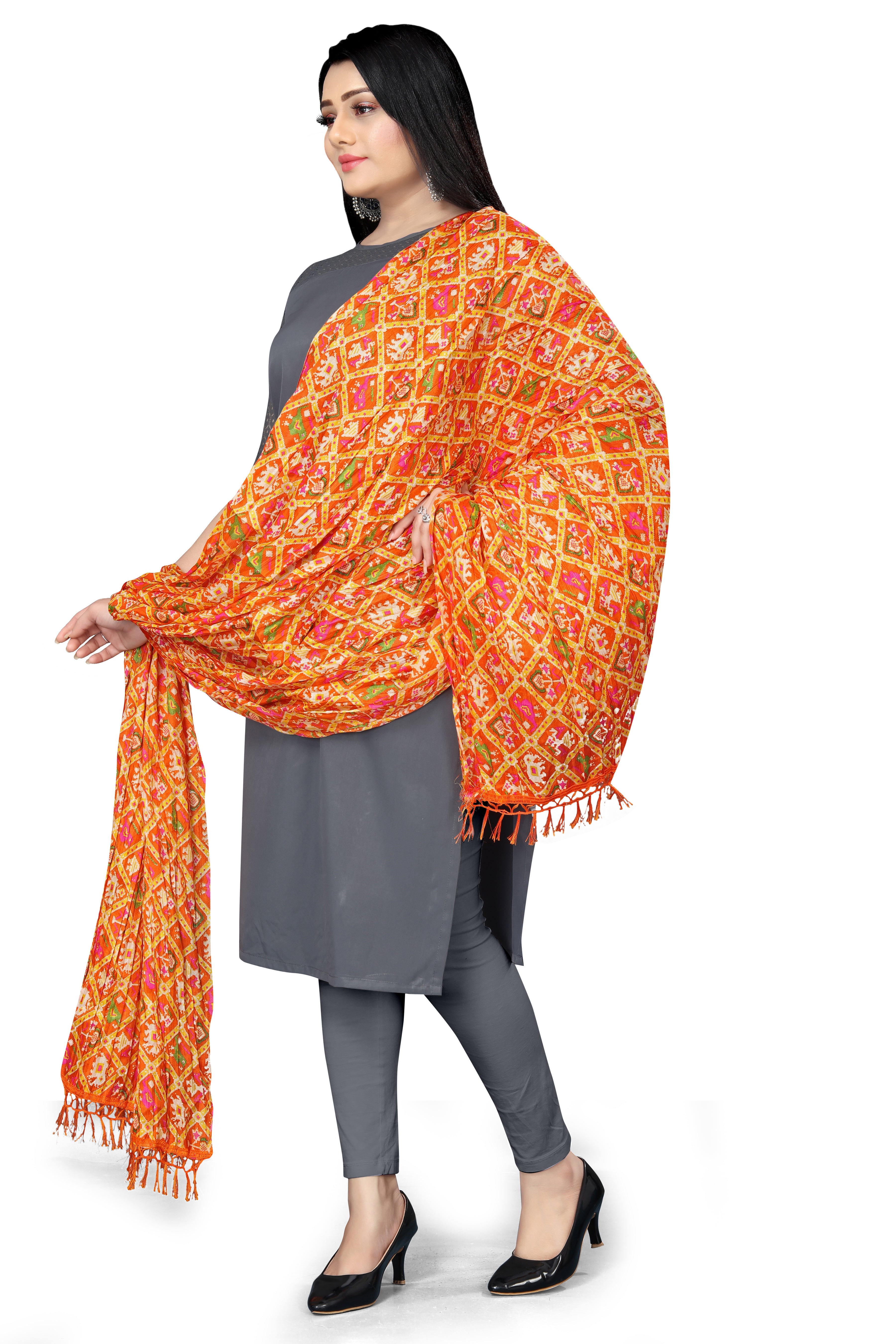Traditional Dupatta for women Multy Orange Color