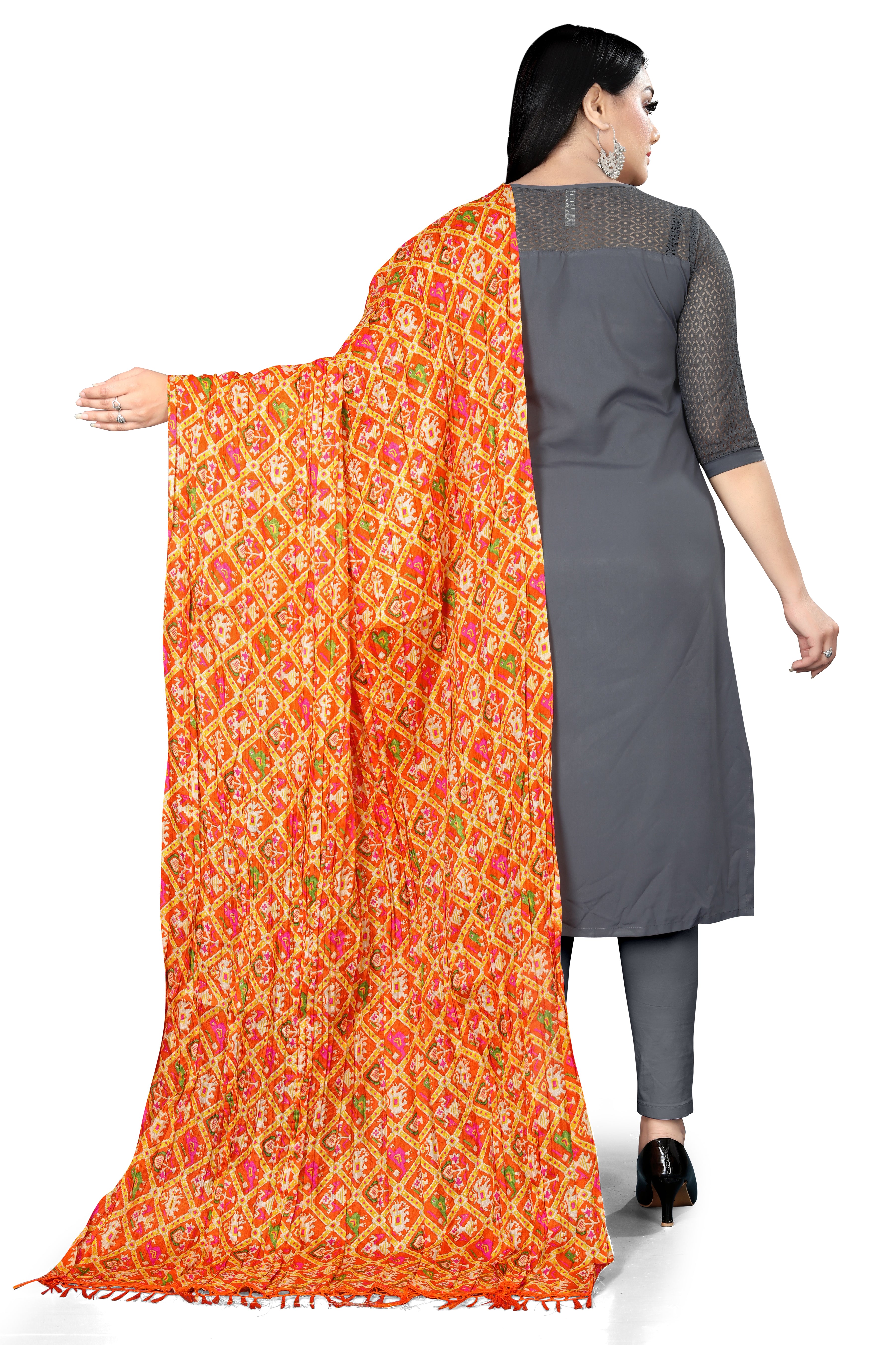 Traditional Dupatta for women Multy Orange Color