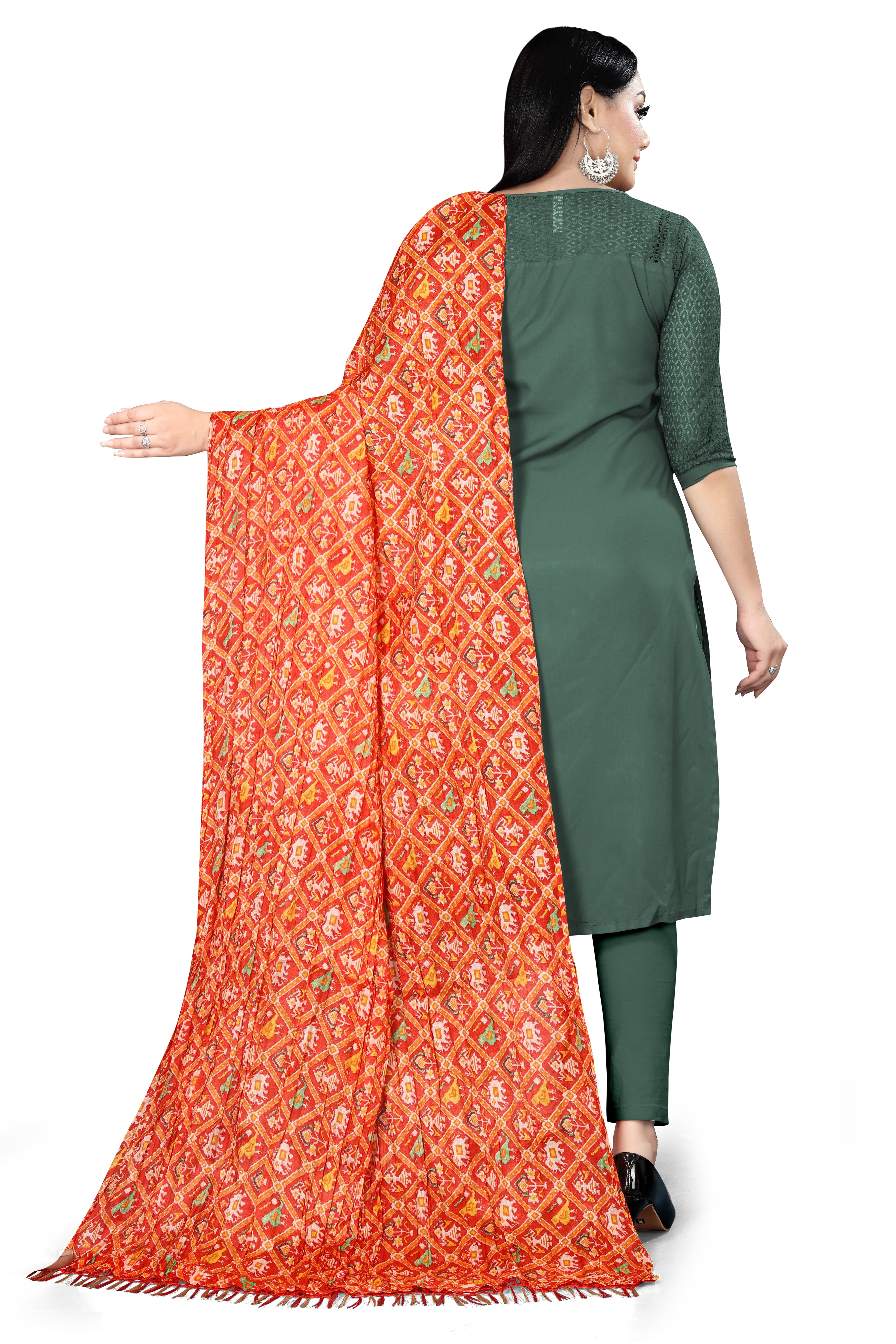 Art silk Dupatta for women Multy Red