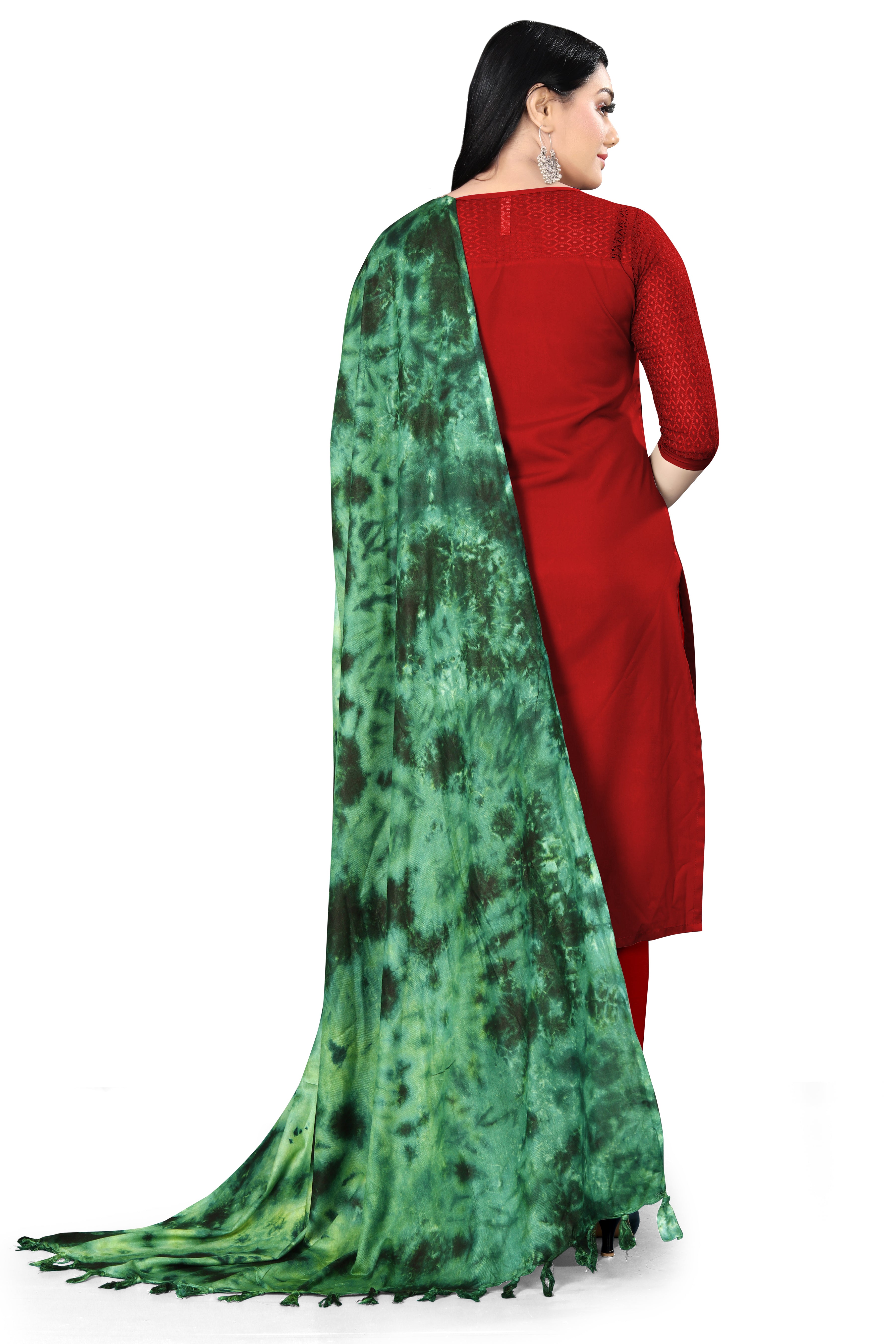 “Forest Whispers” Emerald Green Handcrafted Tie-Dye Dupatta