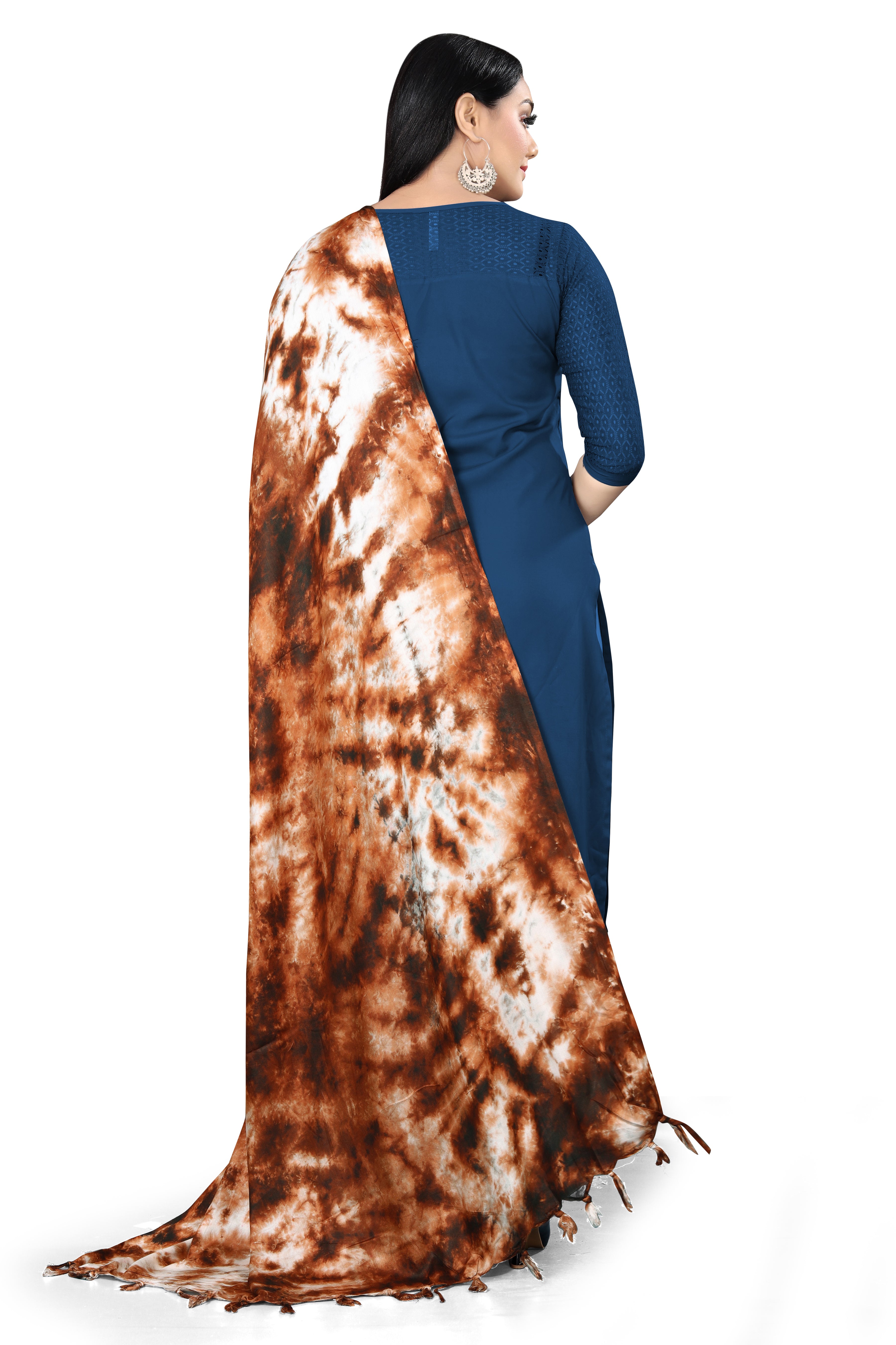 “Rust Reverie” Hand-Dyed Cotton Brown Dupatta with Tassel Detailing