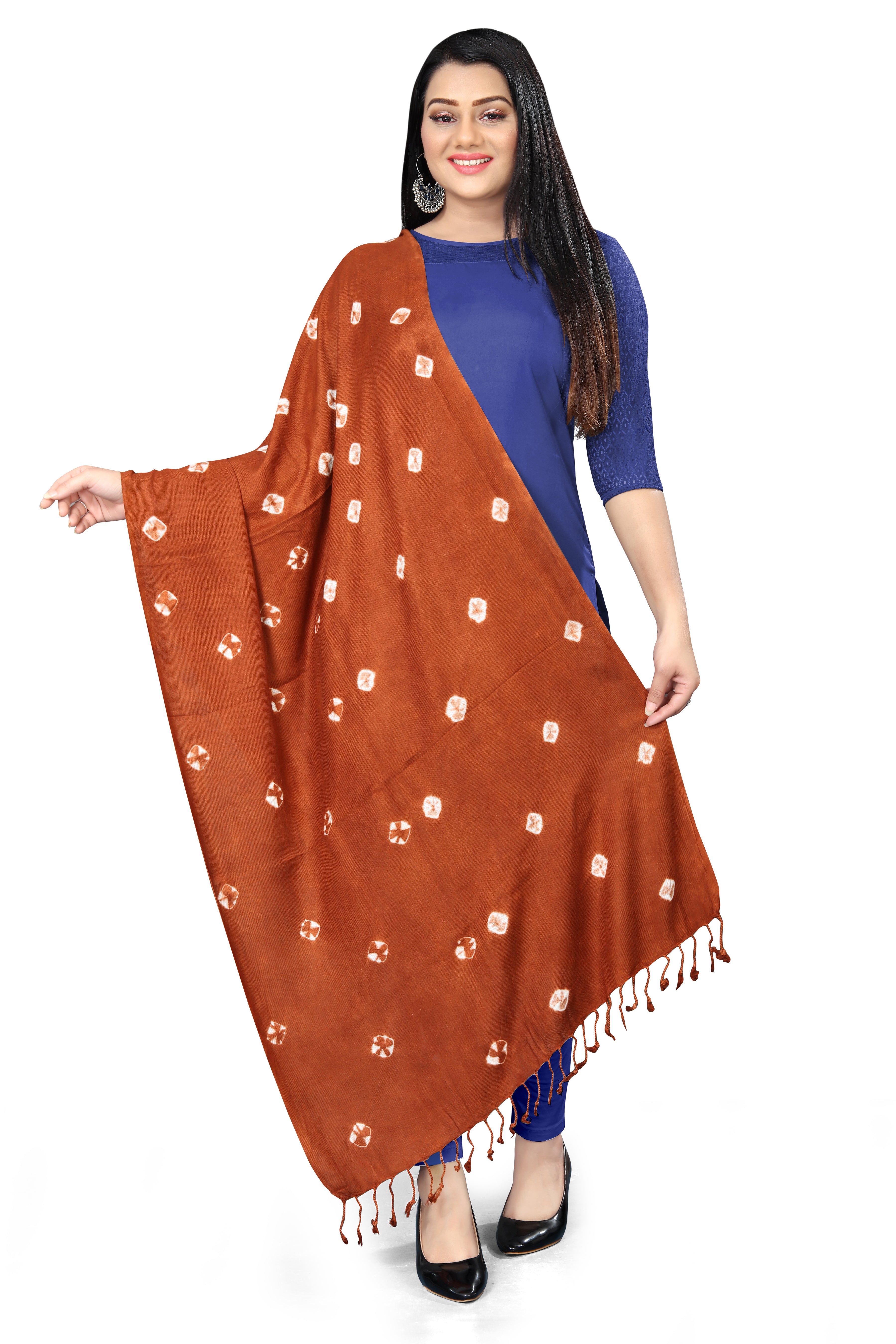 Bandhani Print Brown Color Scarf For Every Occasion And For Women