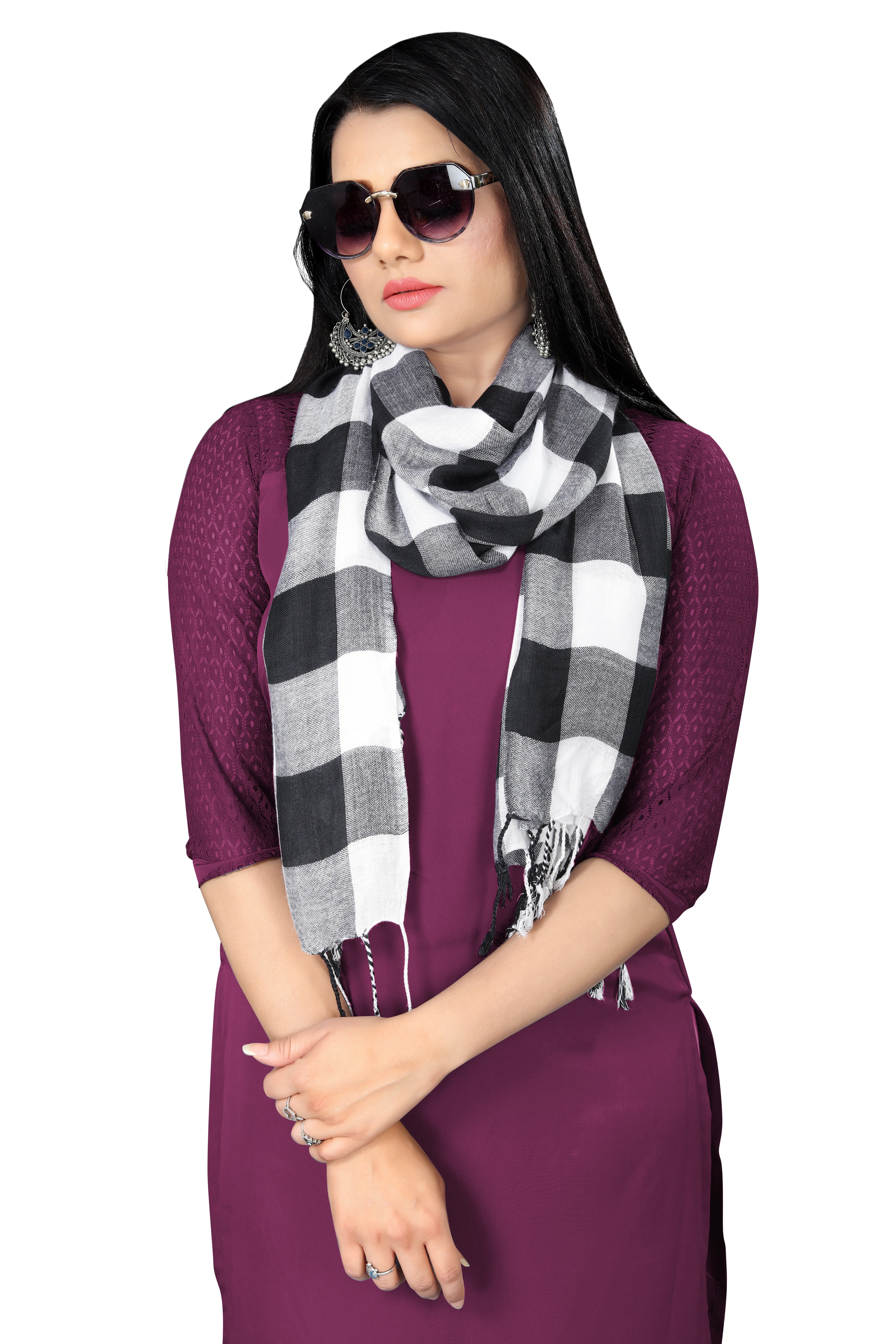 Black And White Color Chakes Scarf For Every Occasion And For Women