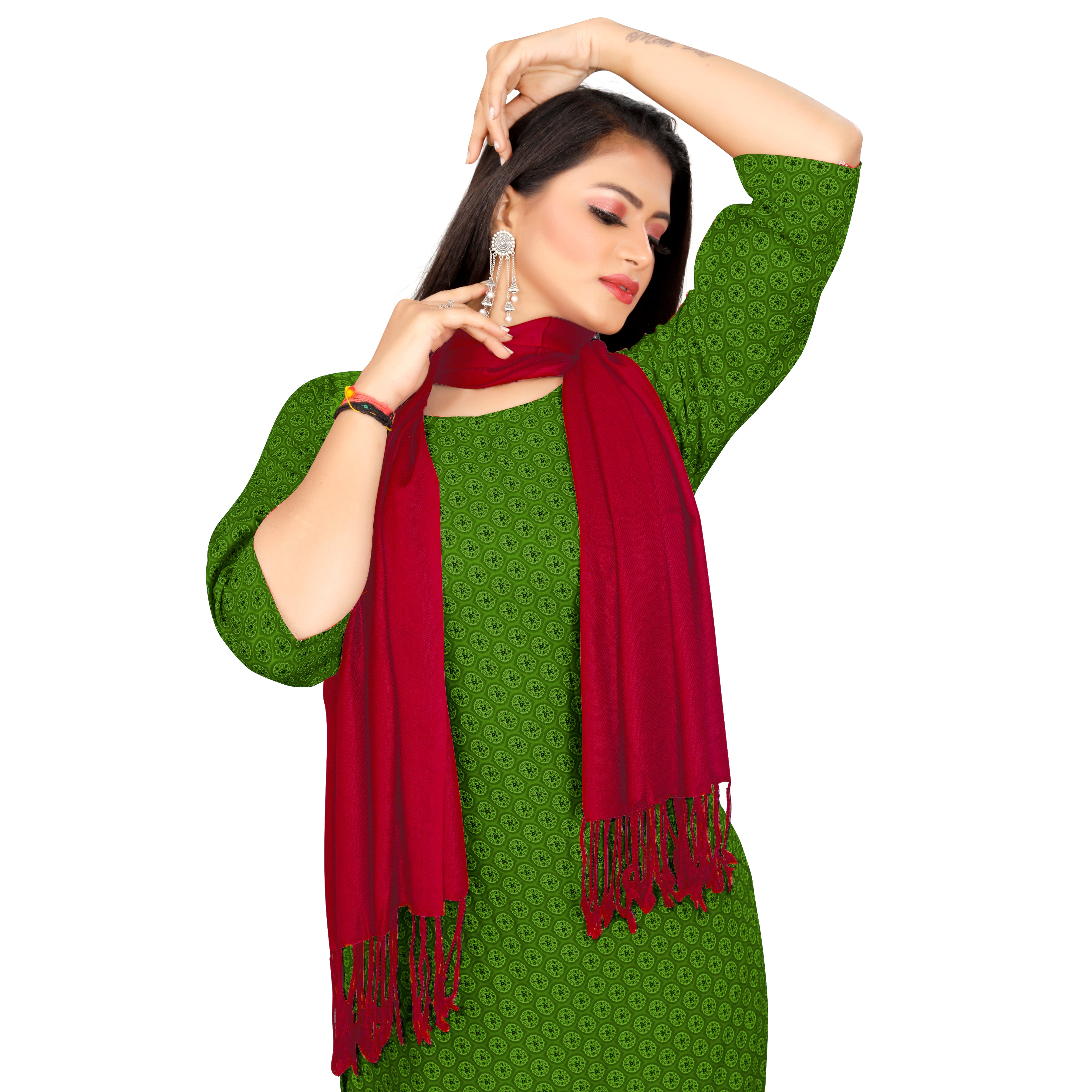EBADAT Solid Maroon Color Stole Plain Pashmina For Women and Girls
