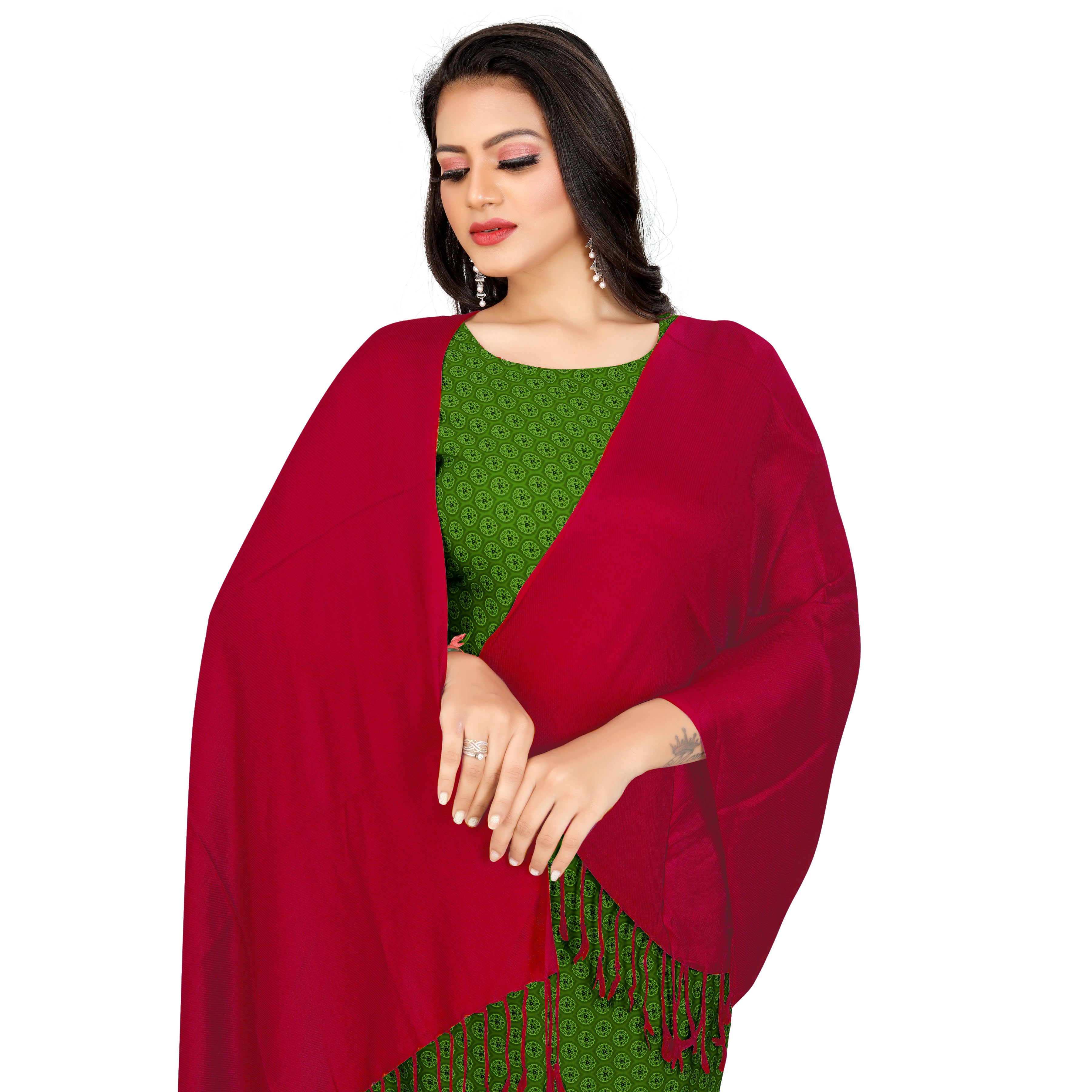 EBADAT Solid Maroon Color Stole Plain Pashmina For Women and Girls