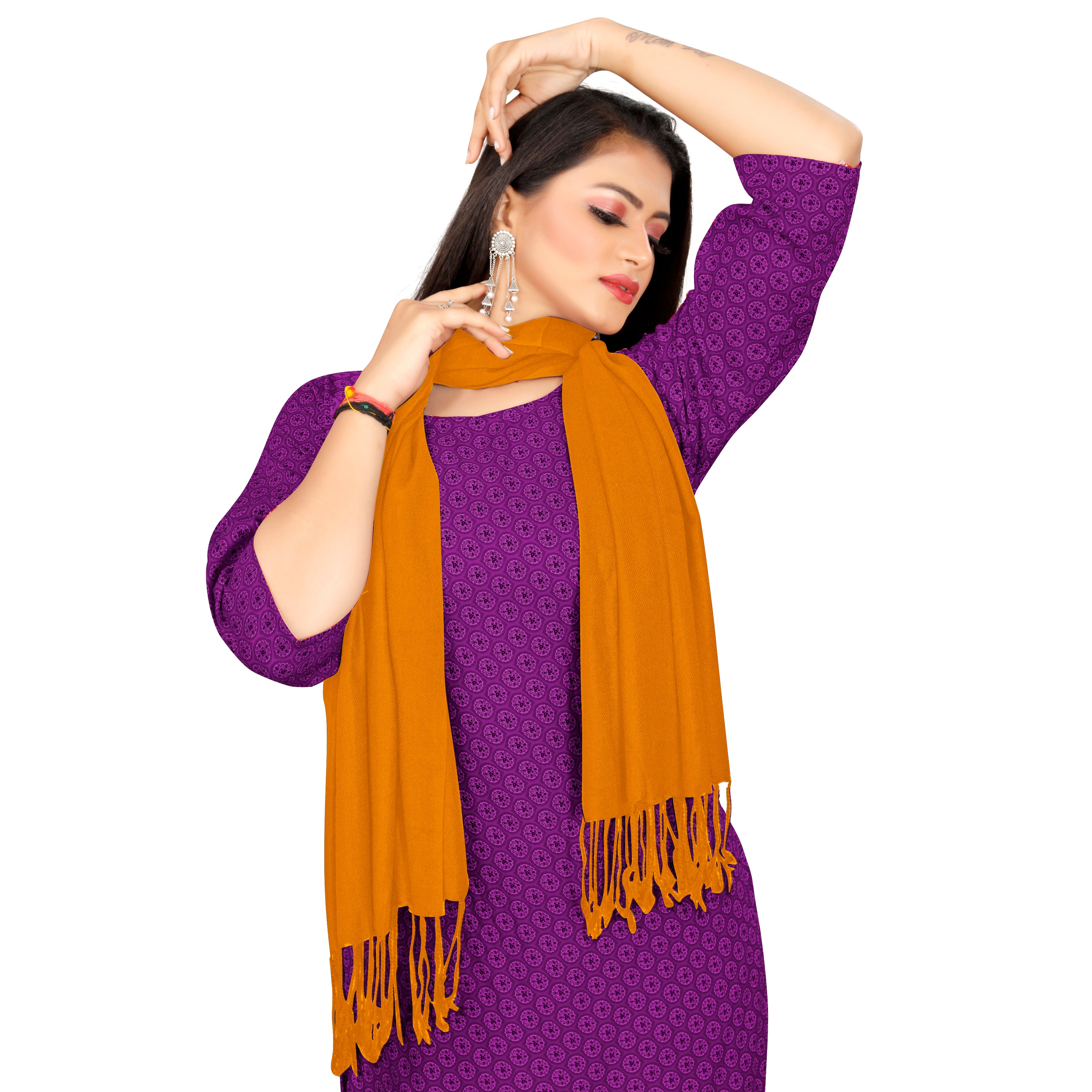 EBADAT Mustard Yellow Color Stole For Women and Girls