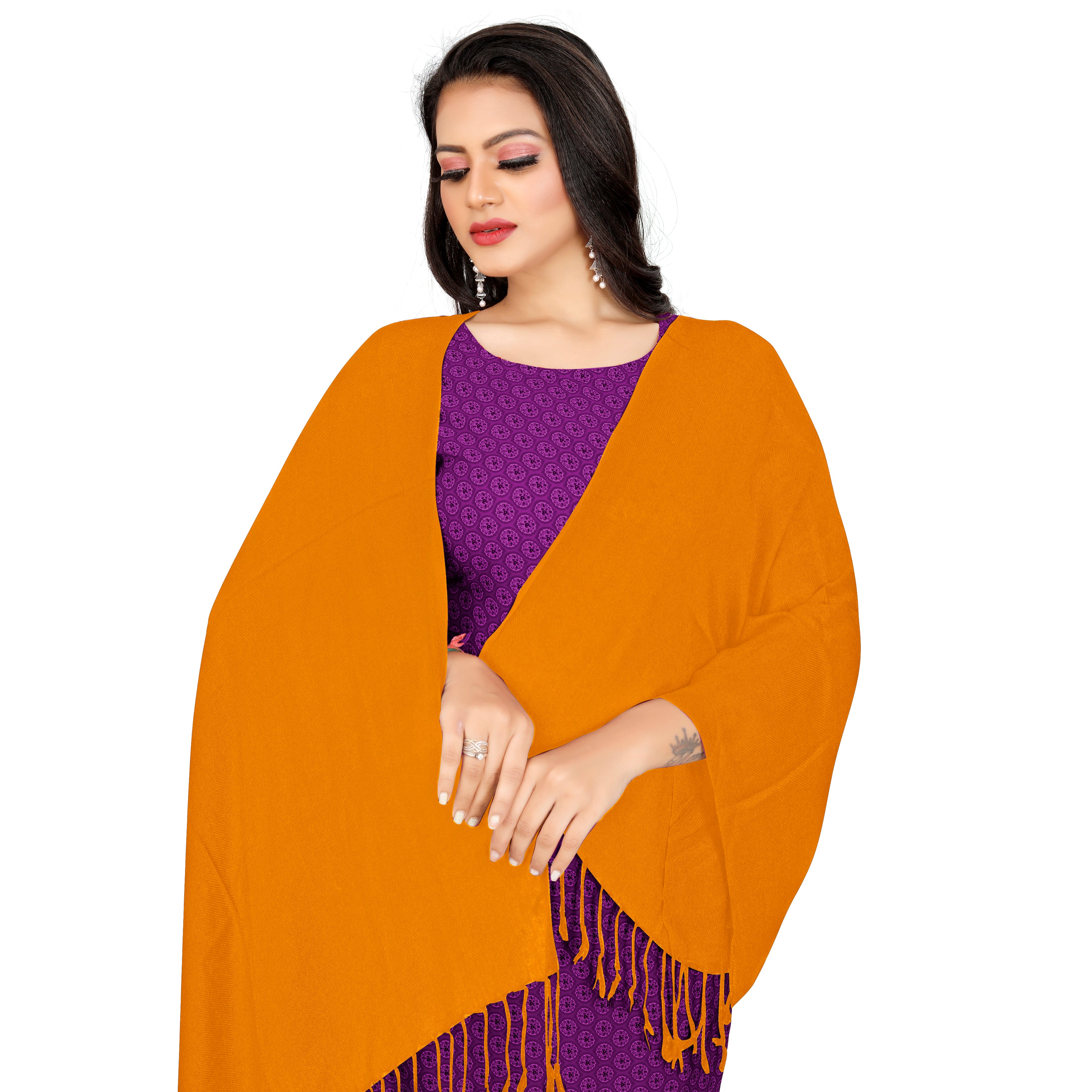 EBADAT Mustard Yellow Color Stole For Women and Girls