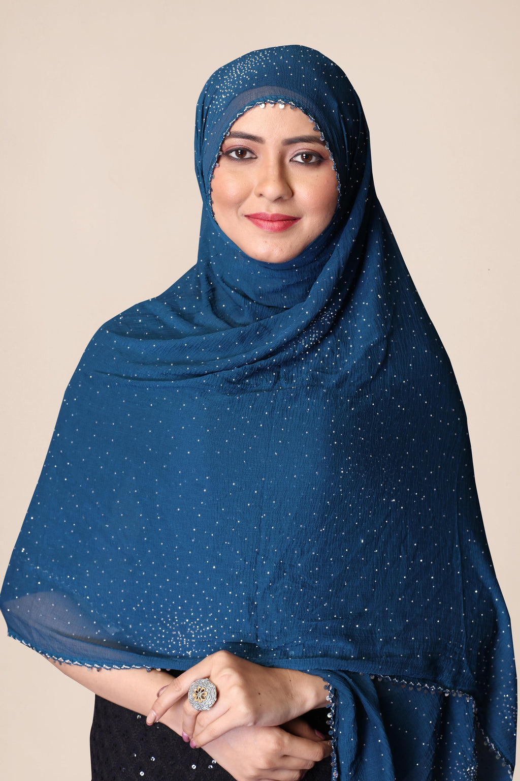 Cerocin Sky Blue Chiffon Dupatta | Soft Glitter Hijab for Women