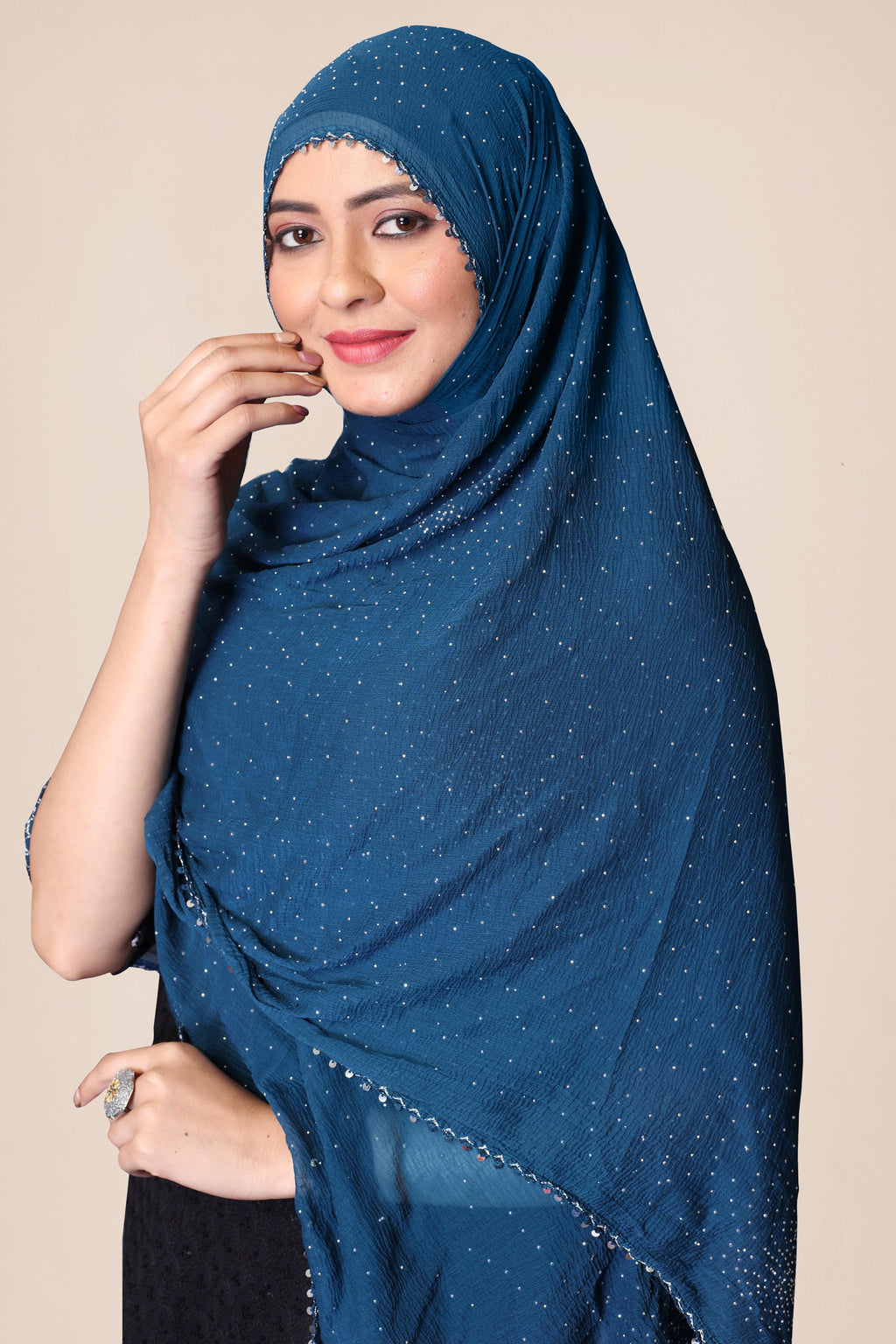 Cerocin Sky Blue Chiffon Dupatta | Soft Glitter Hijab for Women
