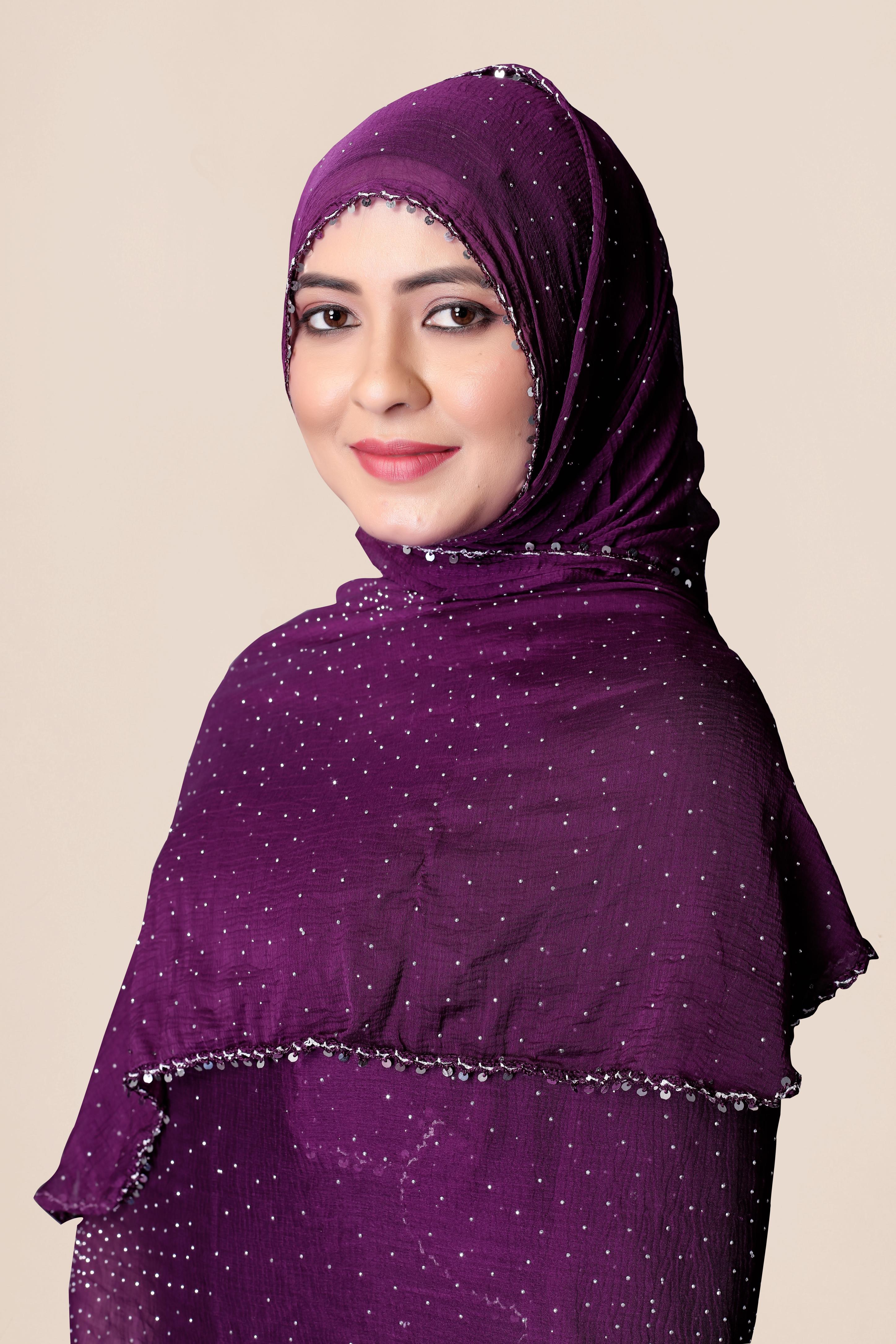 Royal Purple Shimmer Chiffon Dupatta | Lightweight Elegant Hijab