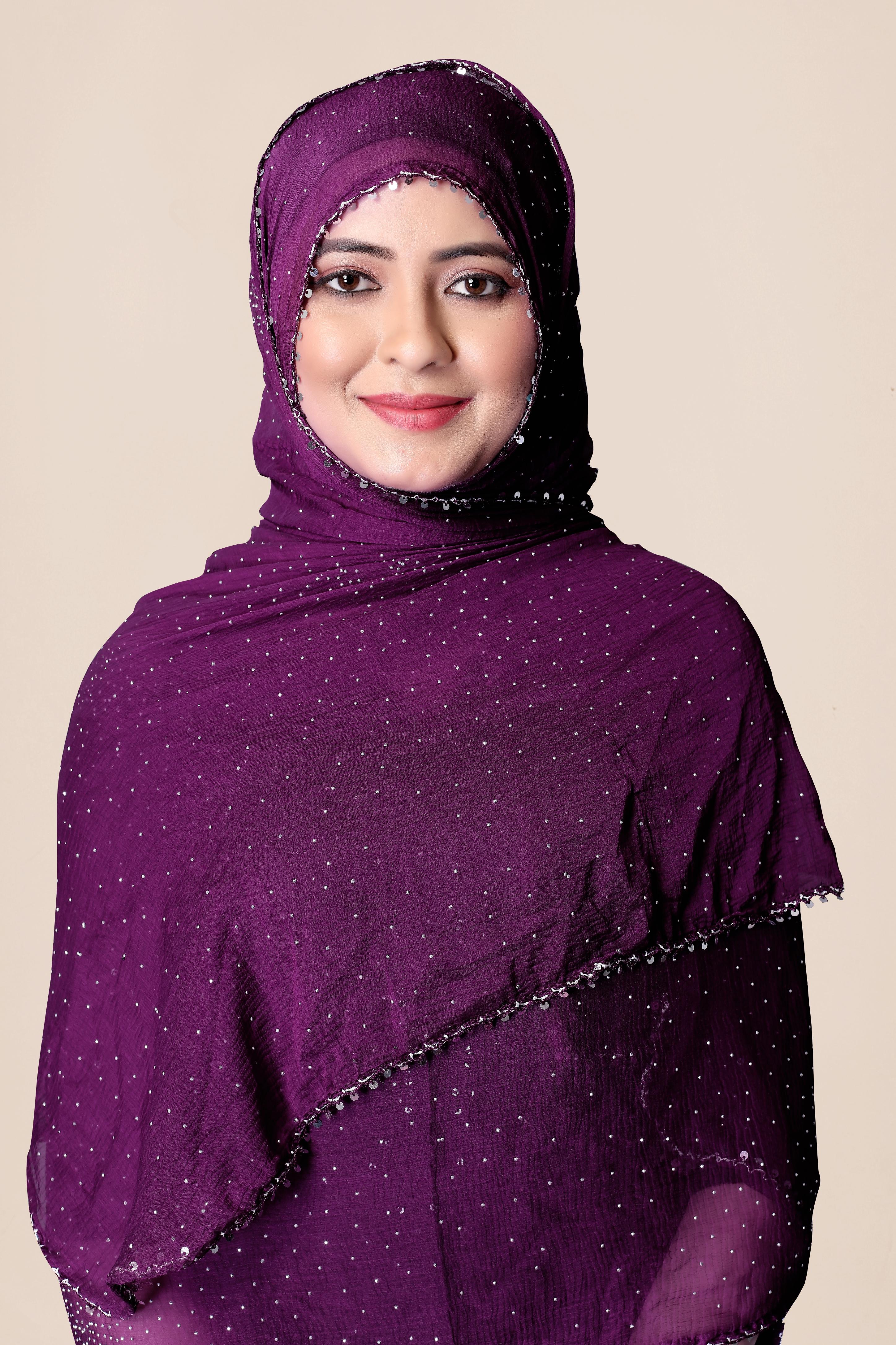 Royal Purple Shimmer Chiffon Dupatta | Lightweight Elegant Hijab