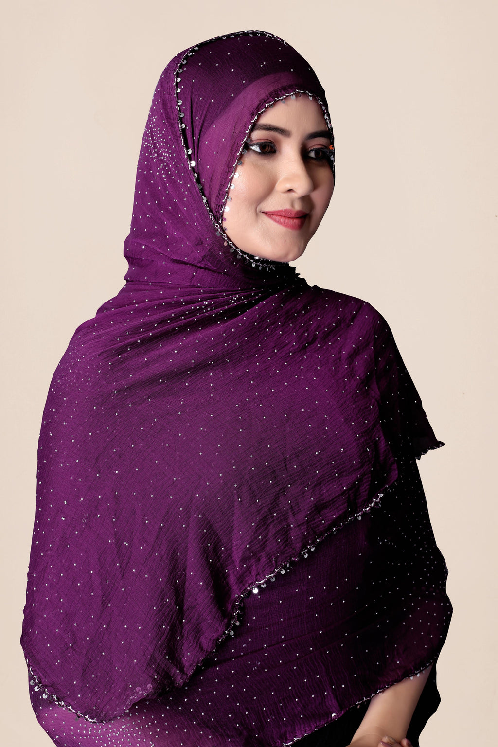 Royal Purple Shimmer Chiffon Dupatta | Lightweight Elegant Hijab