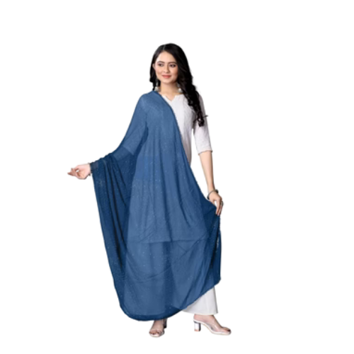 Cerocin Sky Blue Chiffon Dupatta | Soft Glitter Hijab for Women